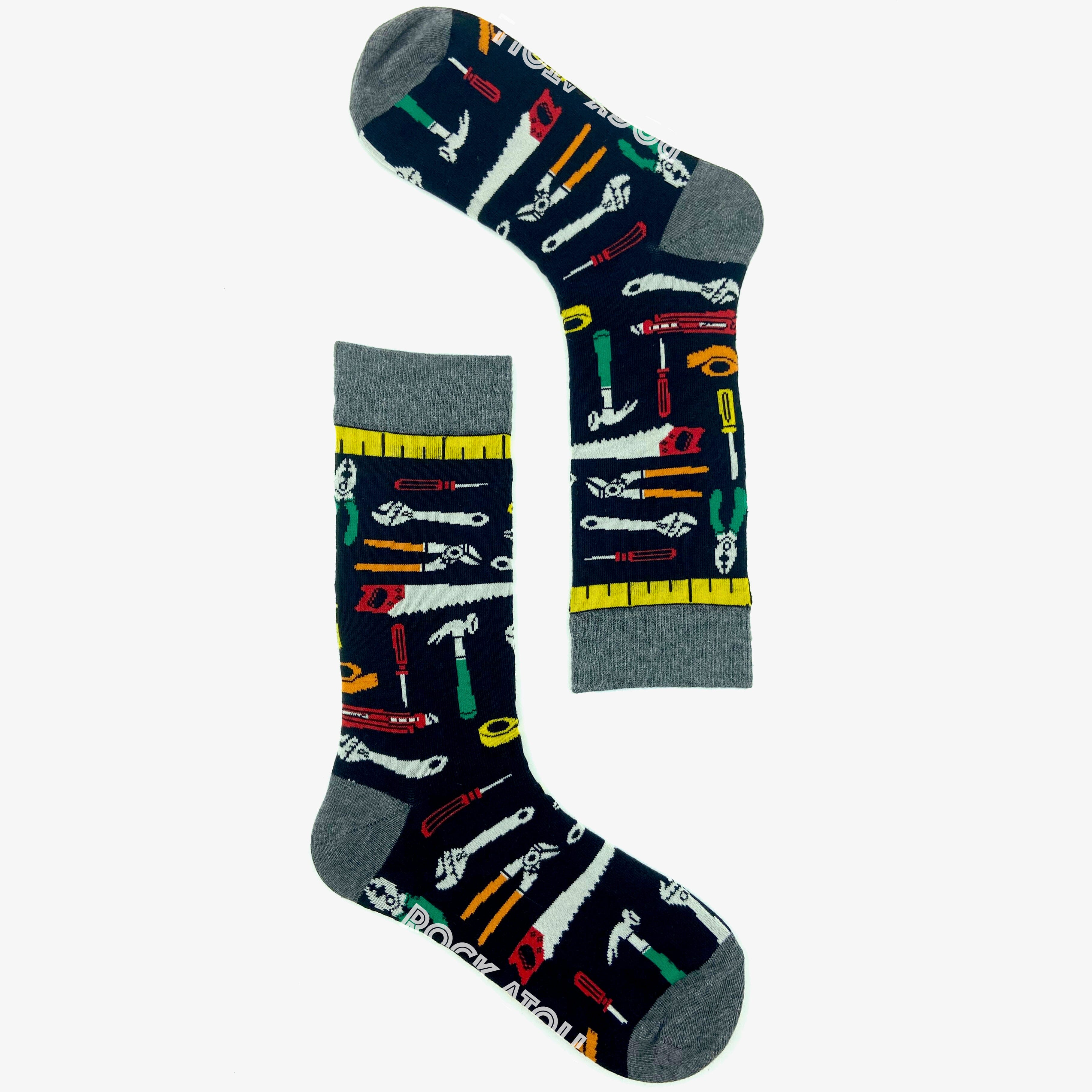 Unisex DIY Themed Screwdriver Hammer Saw Patterned Novelty Socks