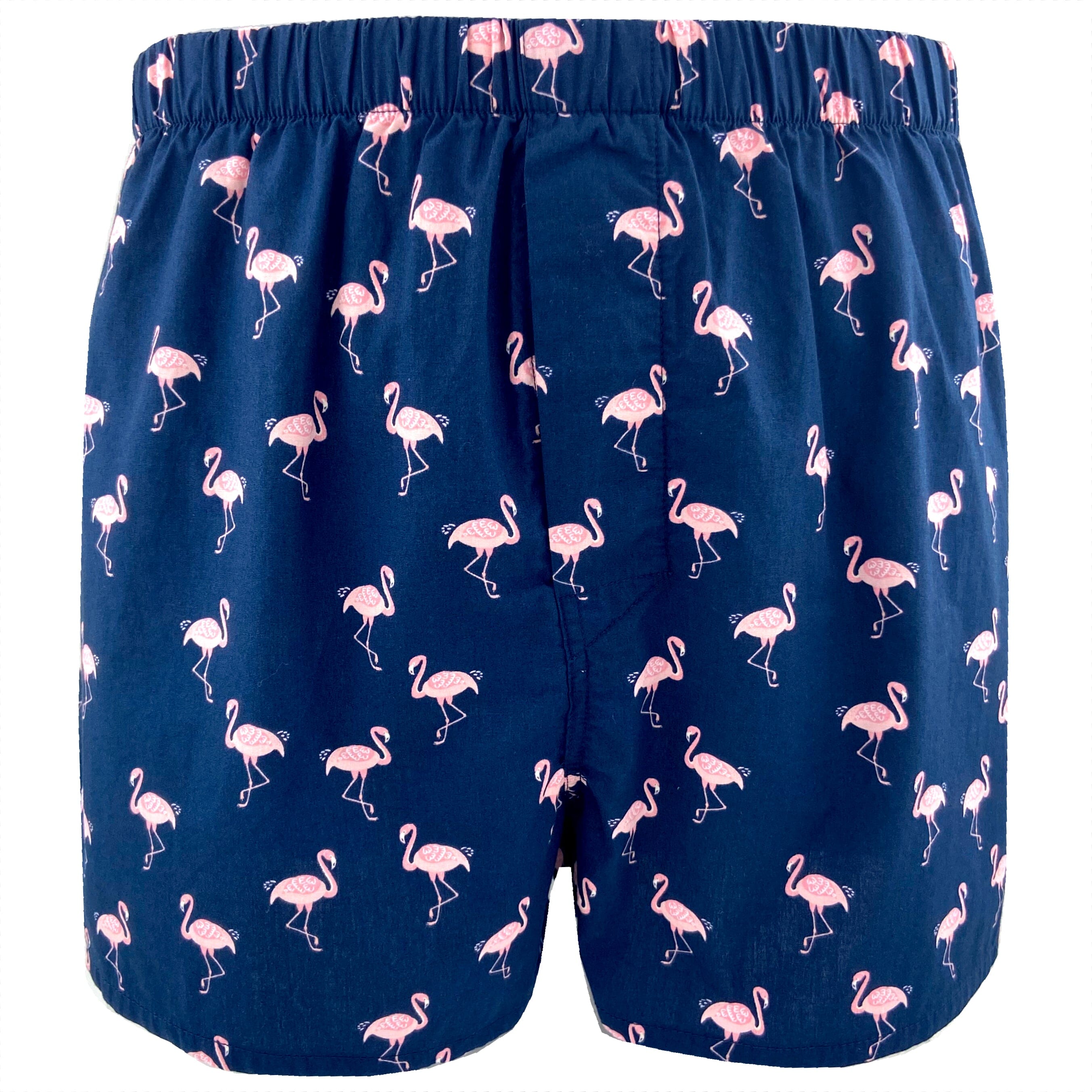 Men's Flamingo All Over Novelty Print Boxer Shorts Underwear in Blue