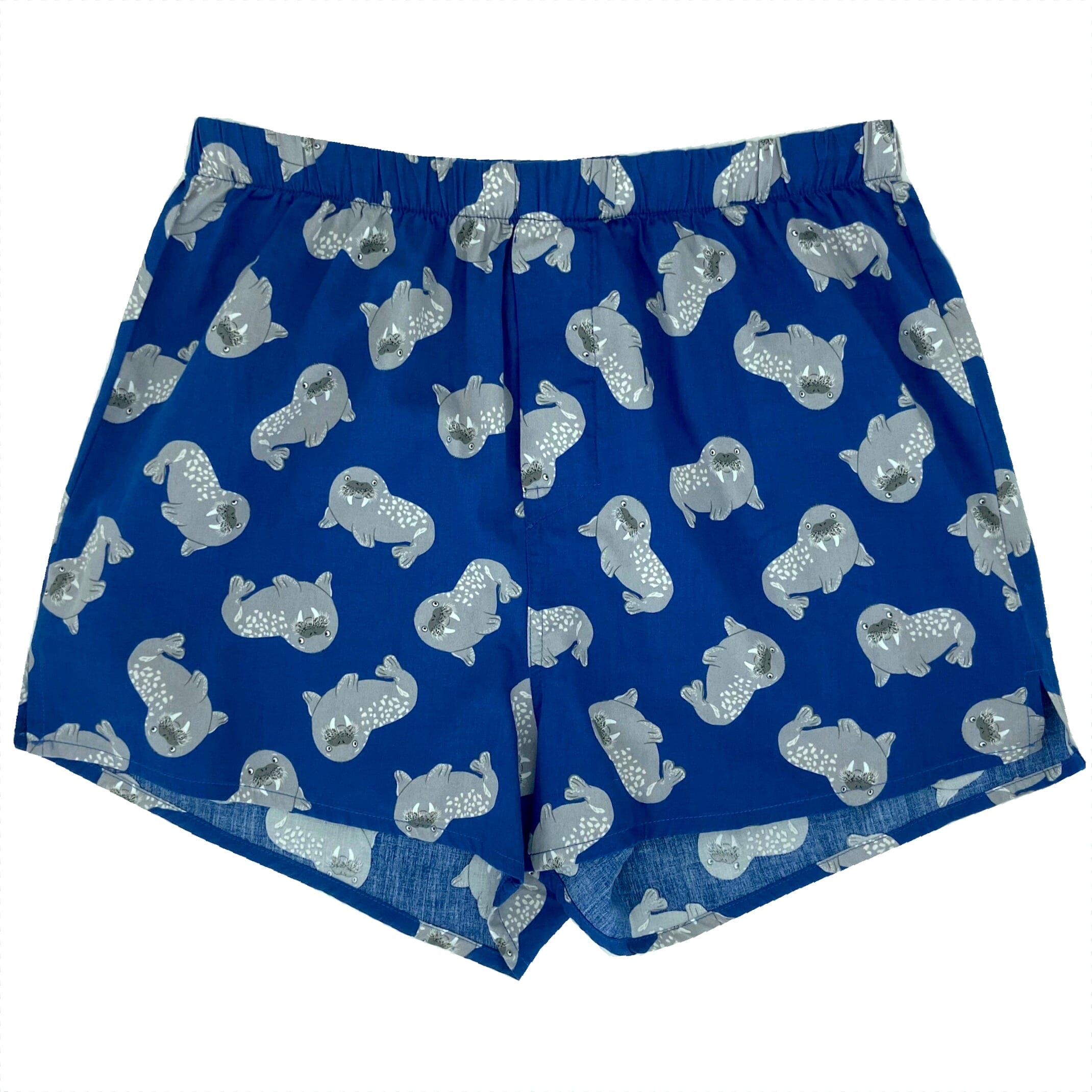 Men's Cartoon Walrus Sea Lion Print Cotton Boxer Shorts Underwear