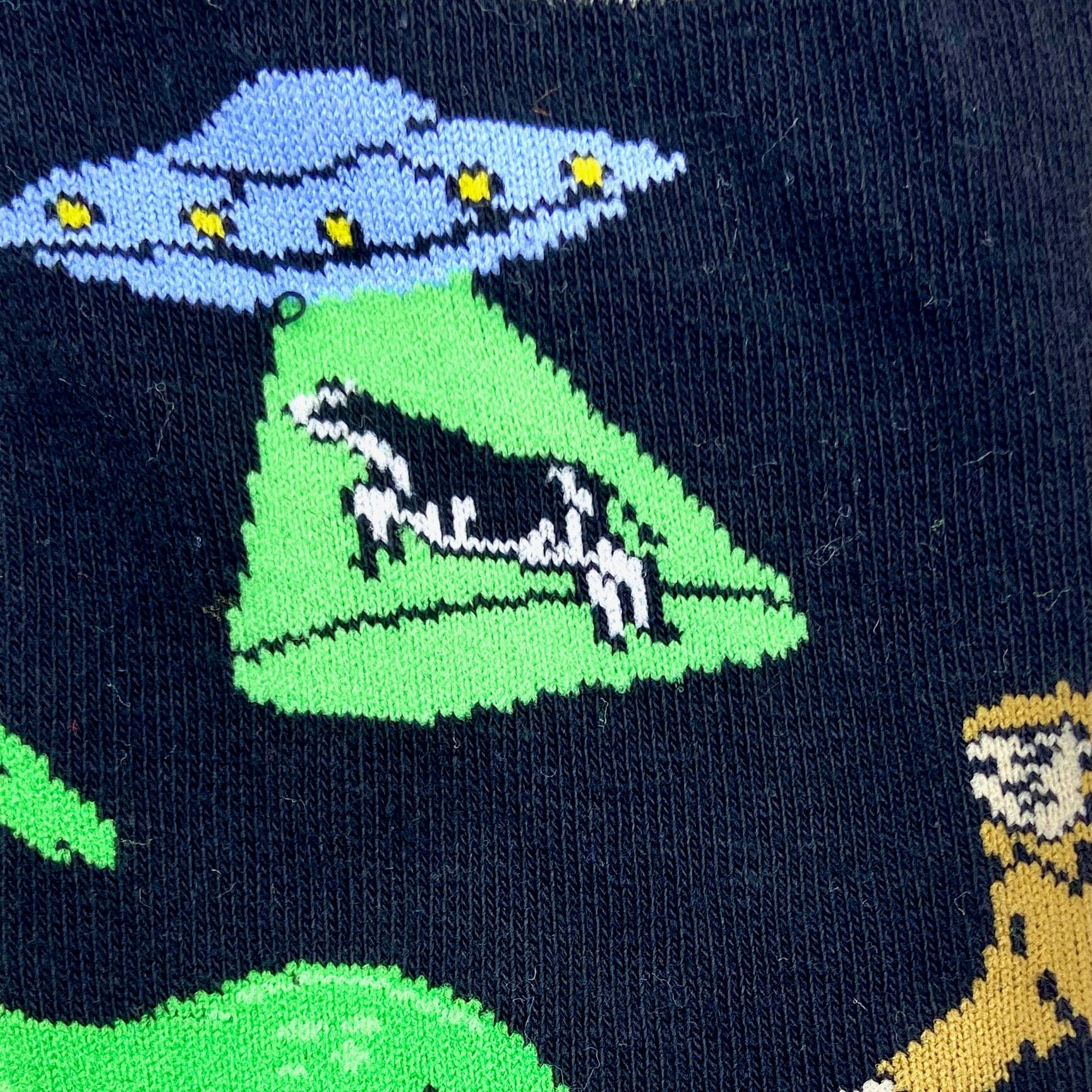 Mythical Creatures Cows Abduction Bigfoot Alien Print Novelty Socks
