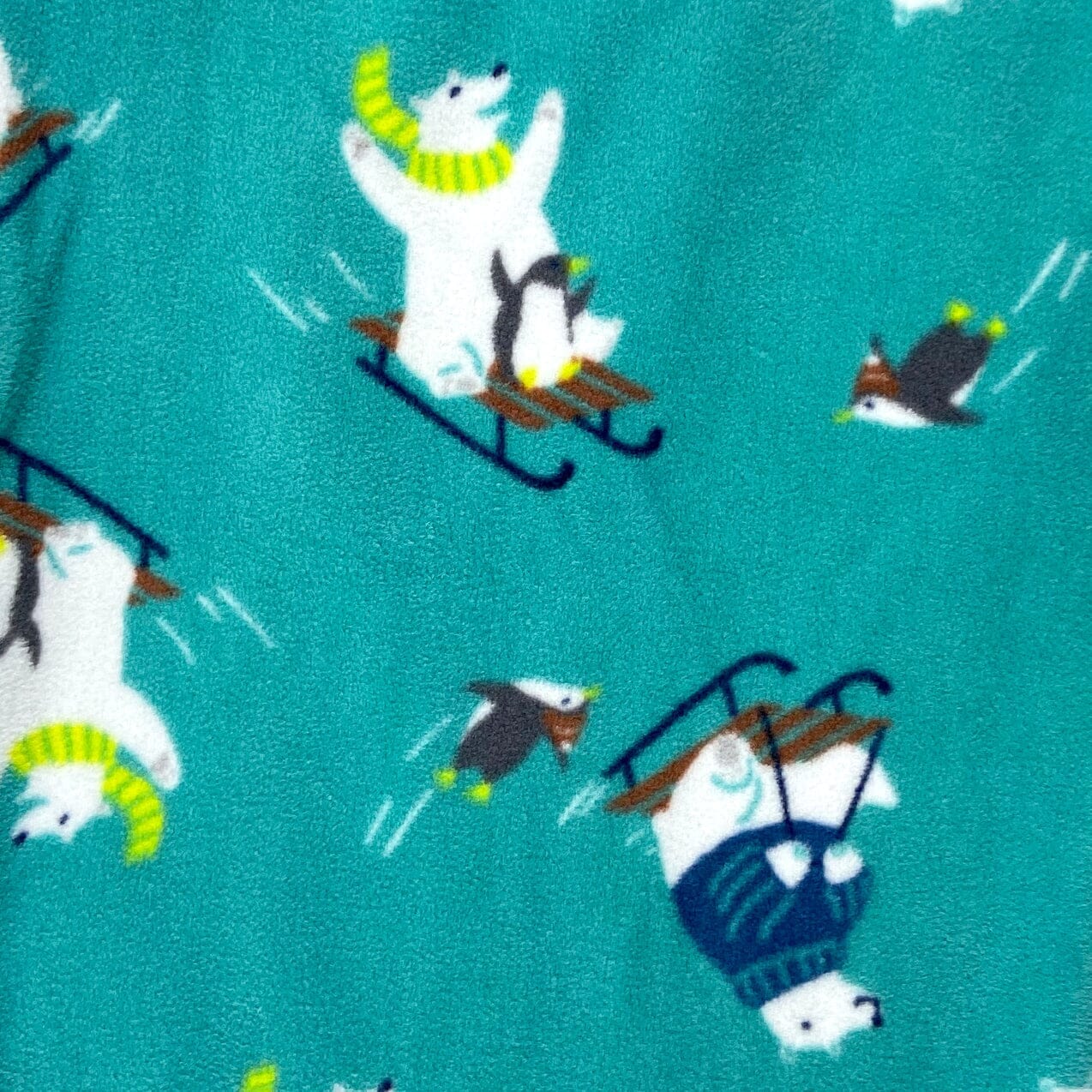 Men's Fun Polar Bear & Penguin Sledding Patterned Fleece Pajama Pants