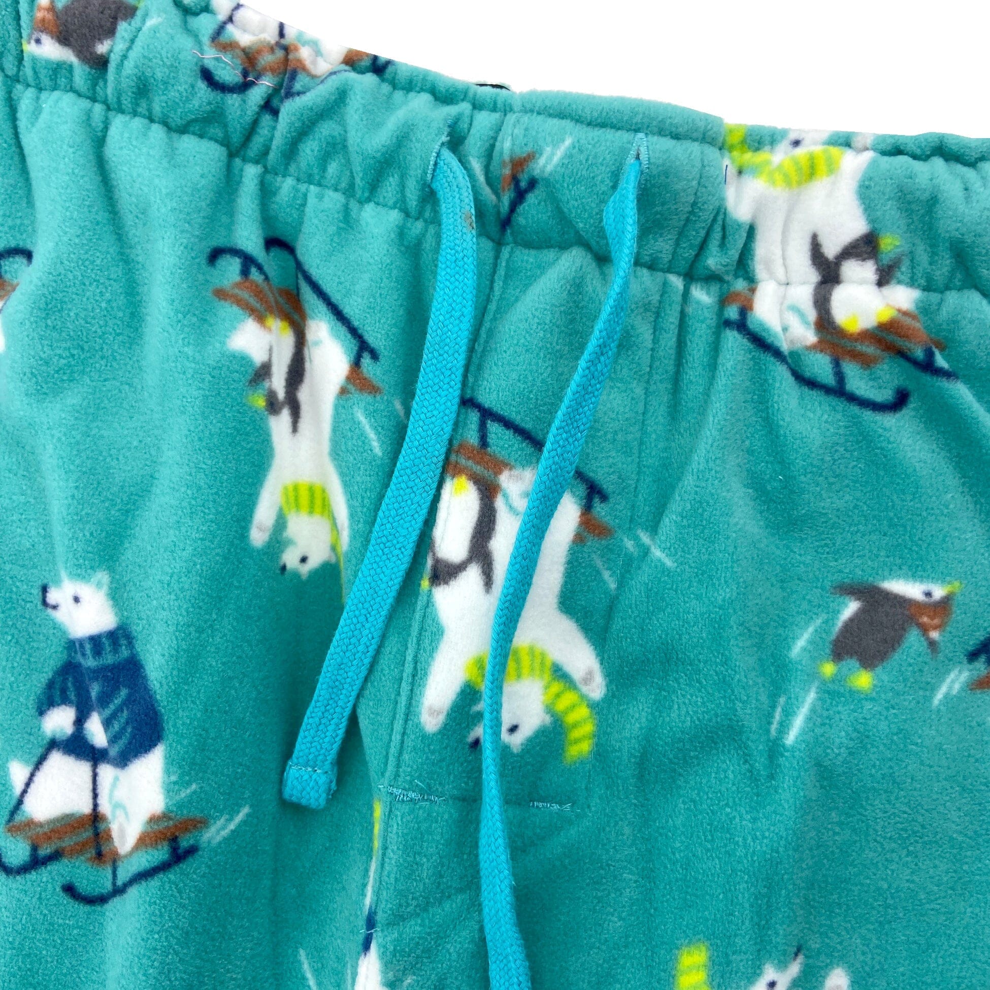 Men's Fun Polar Bear & Penguin Sledding Patterned Fleece Pajama Pants
