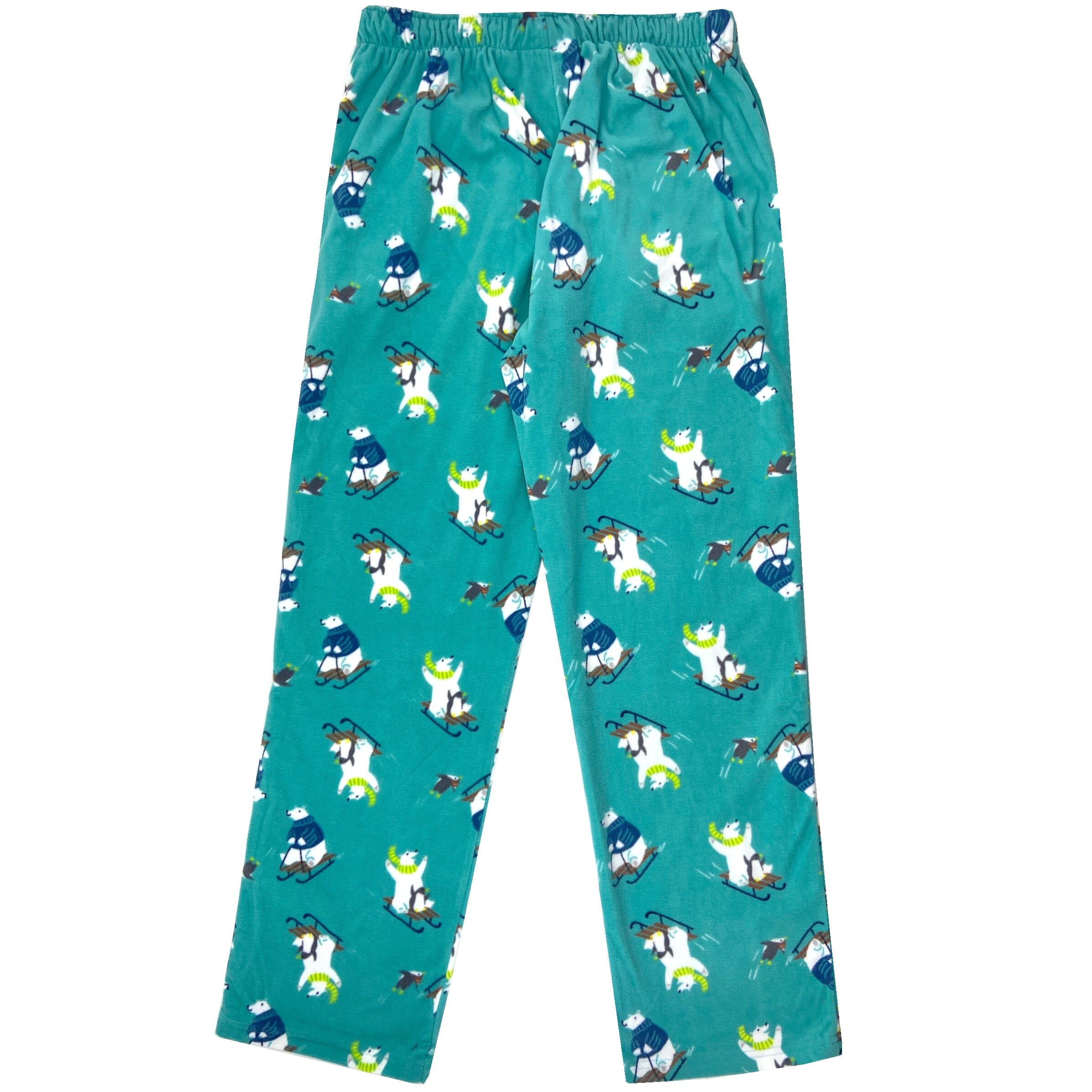 Men's Fun Polar Bear & Penguin Sledding Patterned Fleece Pajama Pants