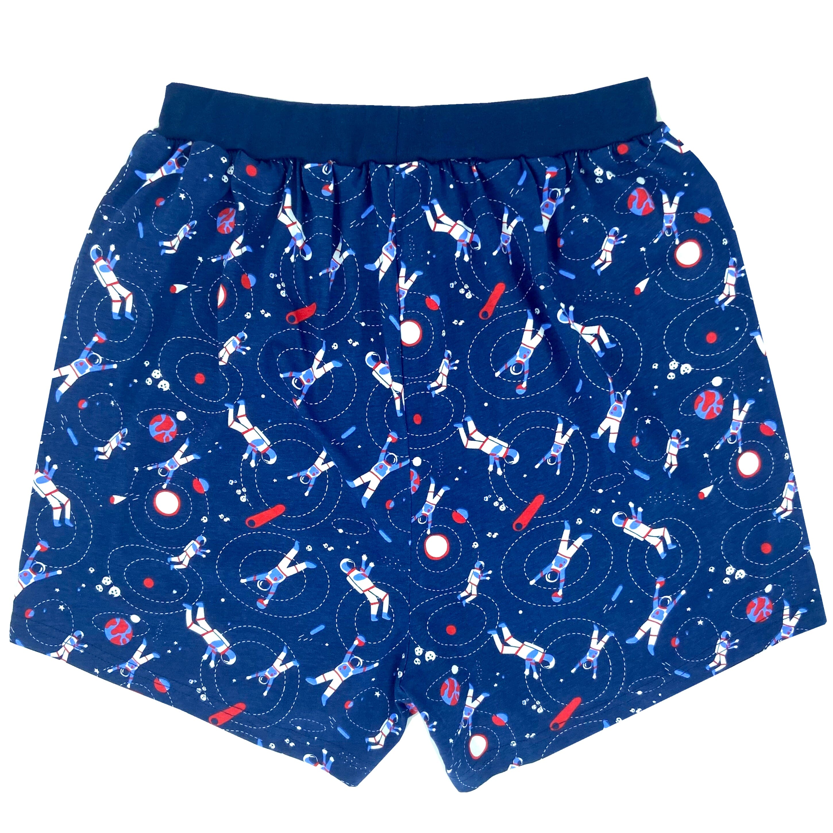 Mens Astronauts in Outer Space Novelty Print Cotton Knit Pajama Shorts