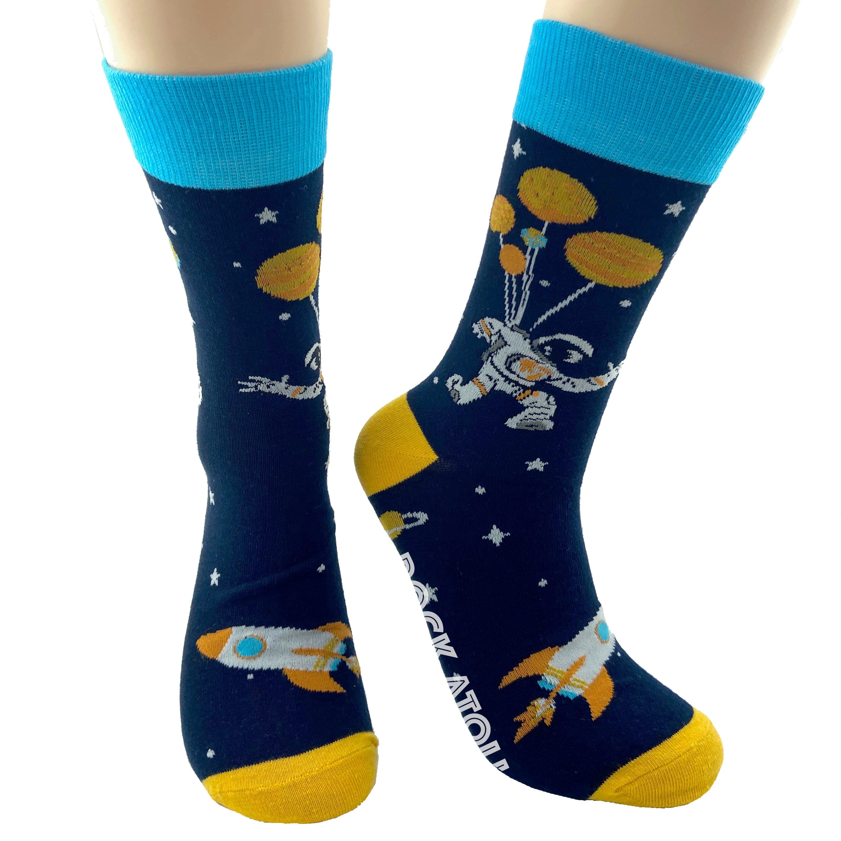 Space Travel Inspired Astronaut Floating in Deep Space Novelty Socks