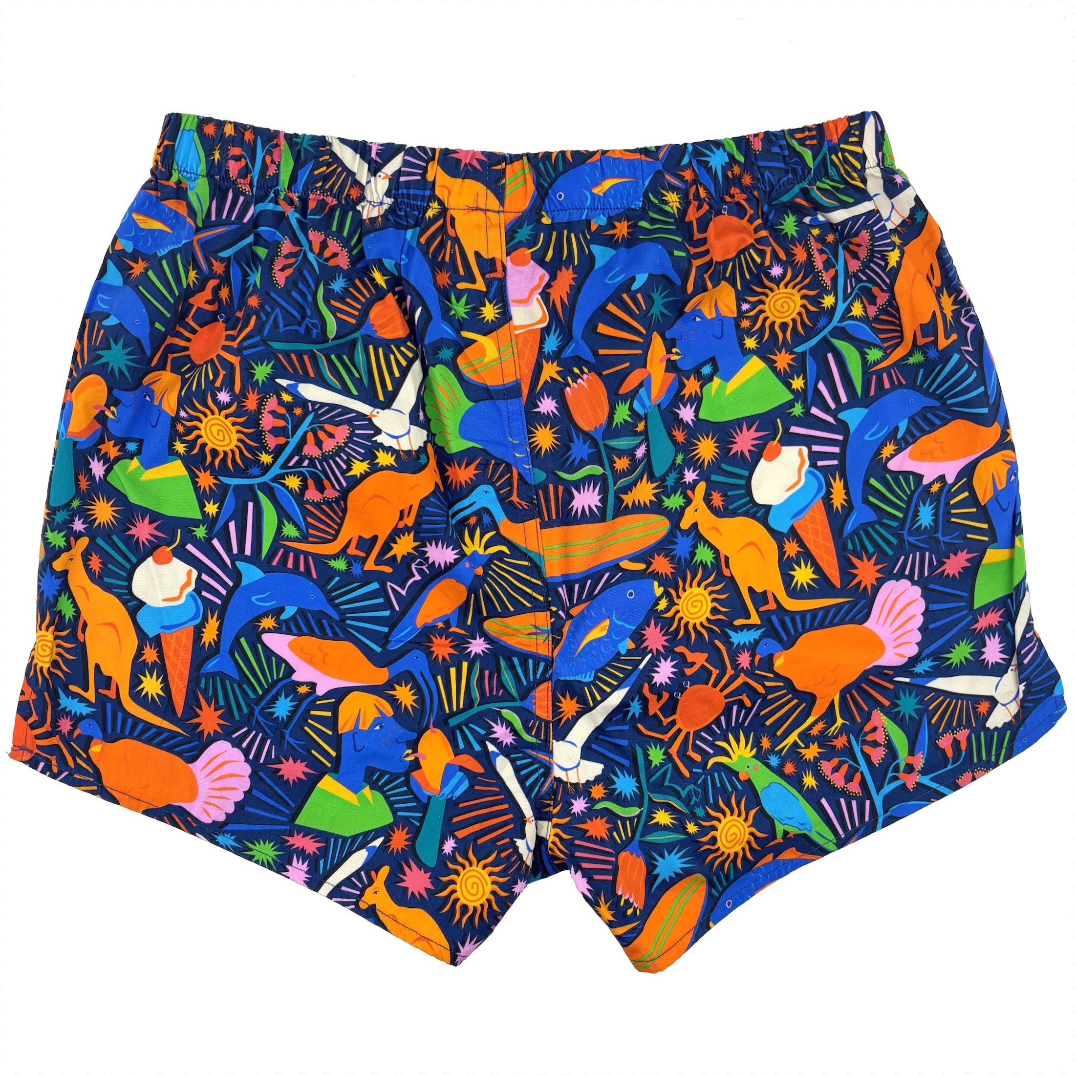 Colorful Australian Animal Kangaroo Brushturkey Patterned Boxer Shorts