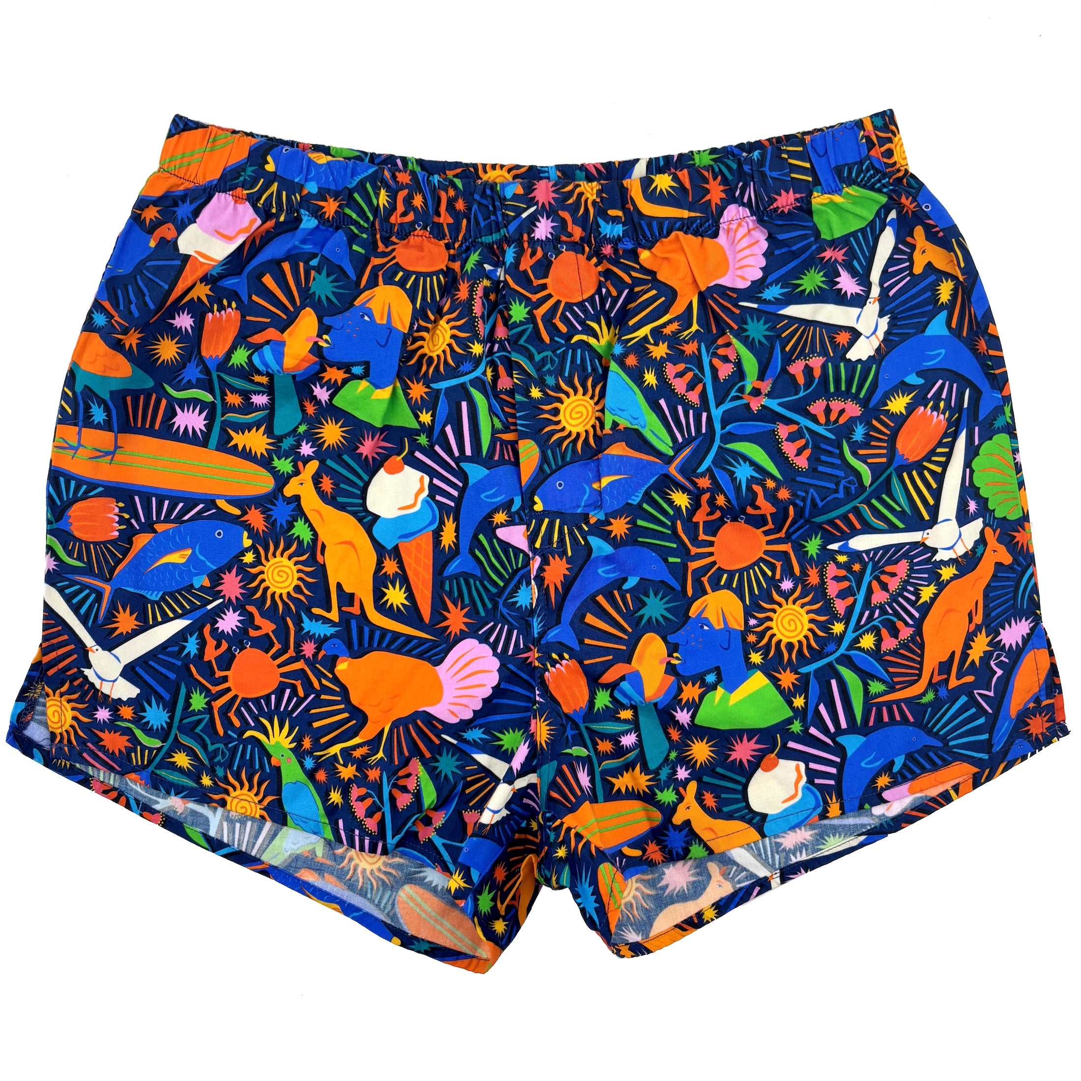 Colorful Australian Animal Kangaroo Brushturkey Patterned Boxer Shorts