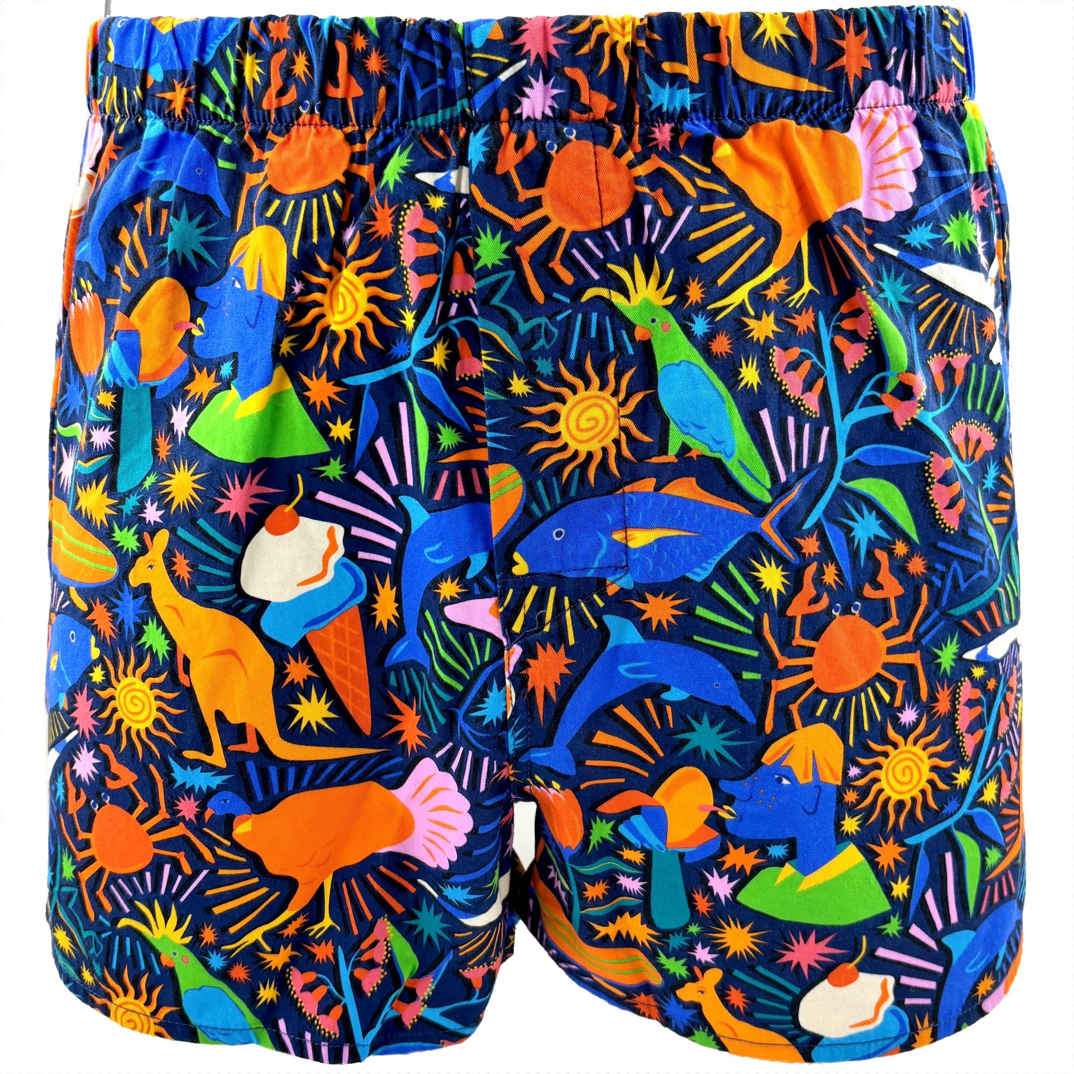 Colorful Australian Animal Kangaroo Brushturkey Patterned Boxer Shorts