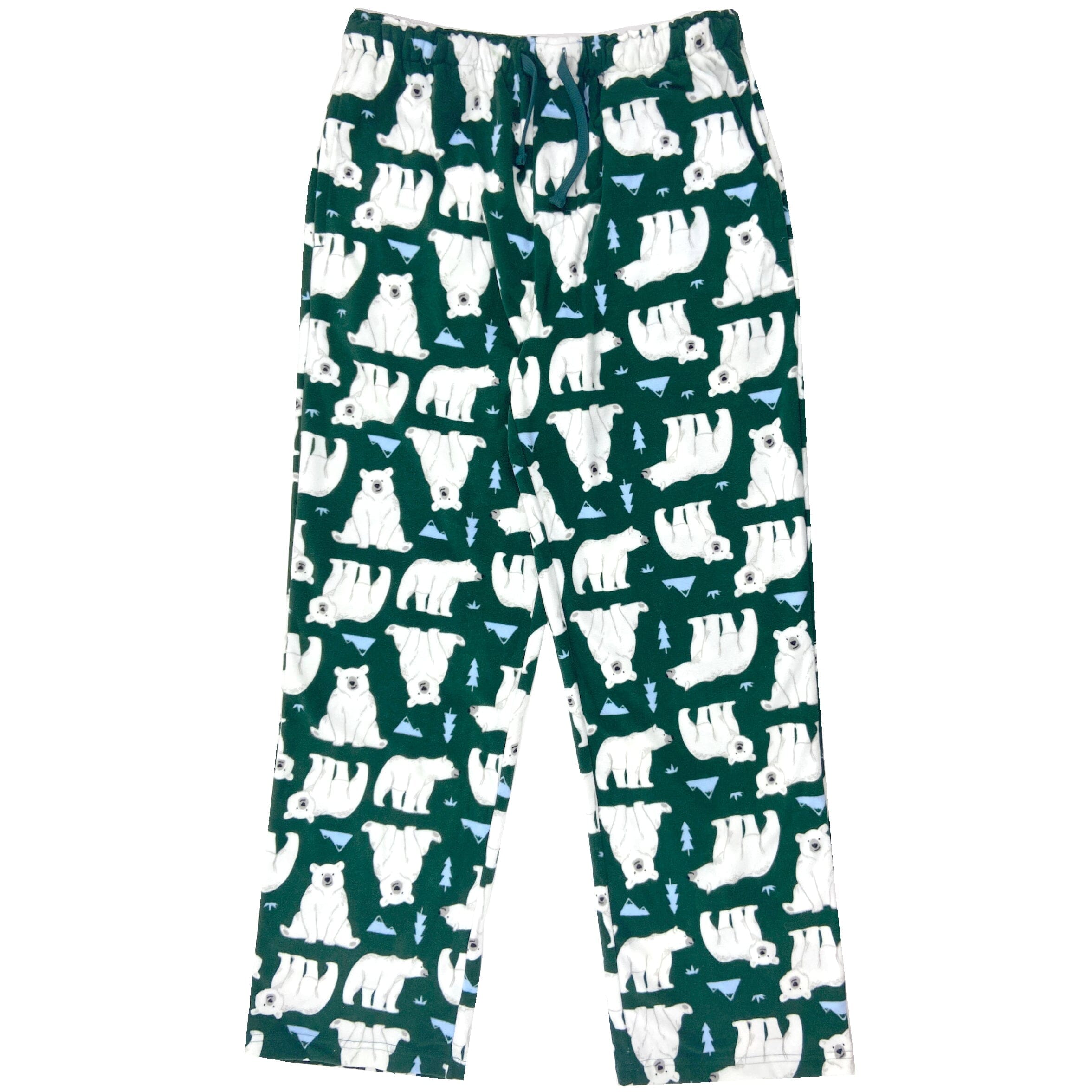 Men's Fun Polar Bear Cubs All Over Print Long Fleece Pajama PJ Pants