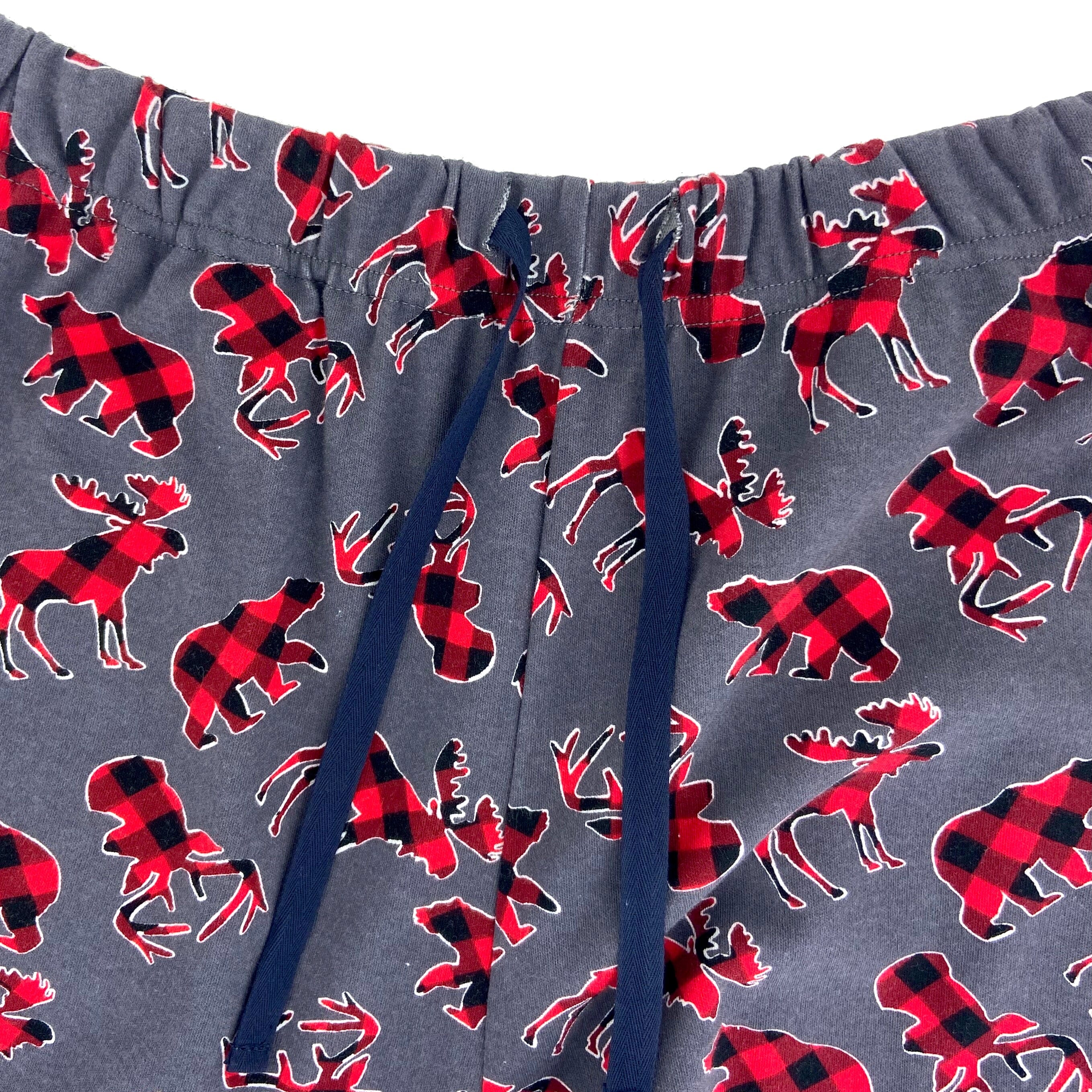 Men's Canadian Wilderness Buffalo Plaid Moose & Bear Patterned PJ Pants