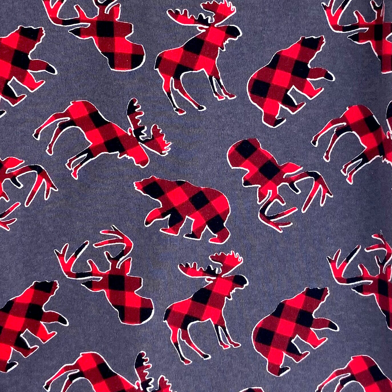 Men's Canadian Wilderness Buffalo Plaid Moose & Bear Patterned PJ Pants