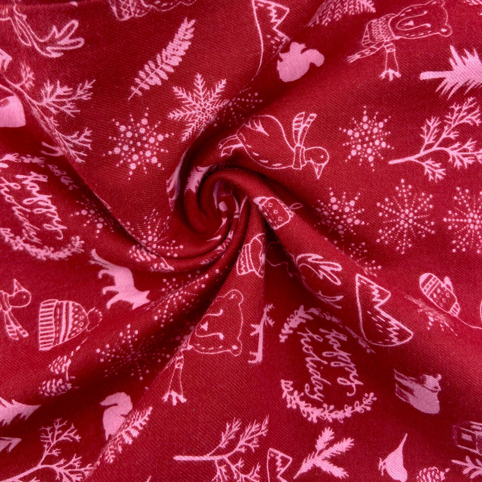 Bright Red Christmas Themed Animal Patterned Flannel Pajama Bottoms