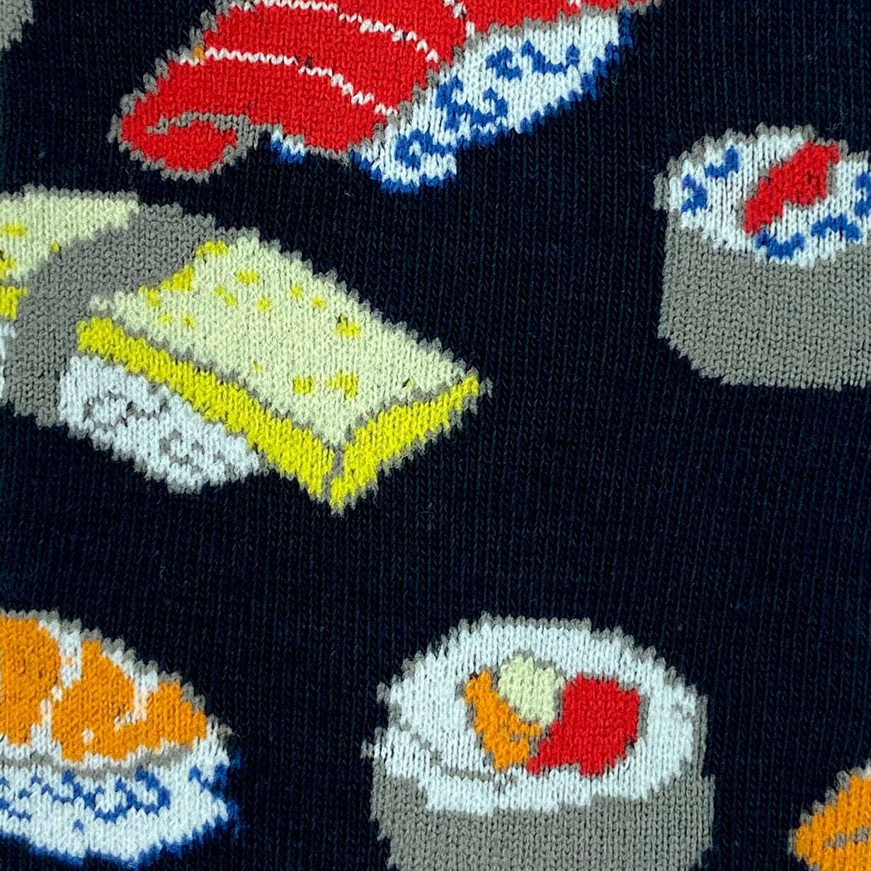 Food Themed Sushi Maki Roll Patterned Unisex Novelty Socks in Black