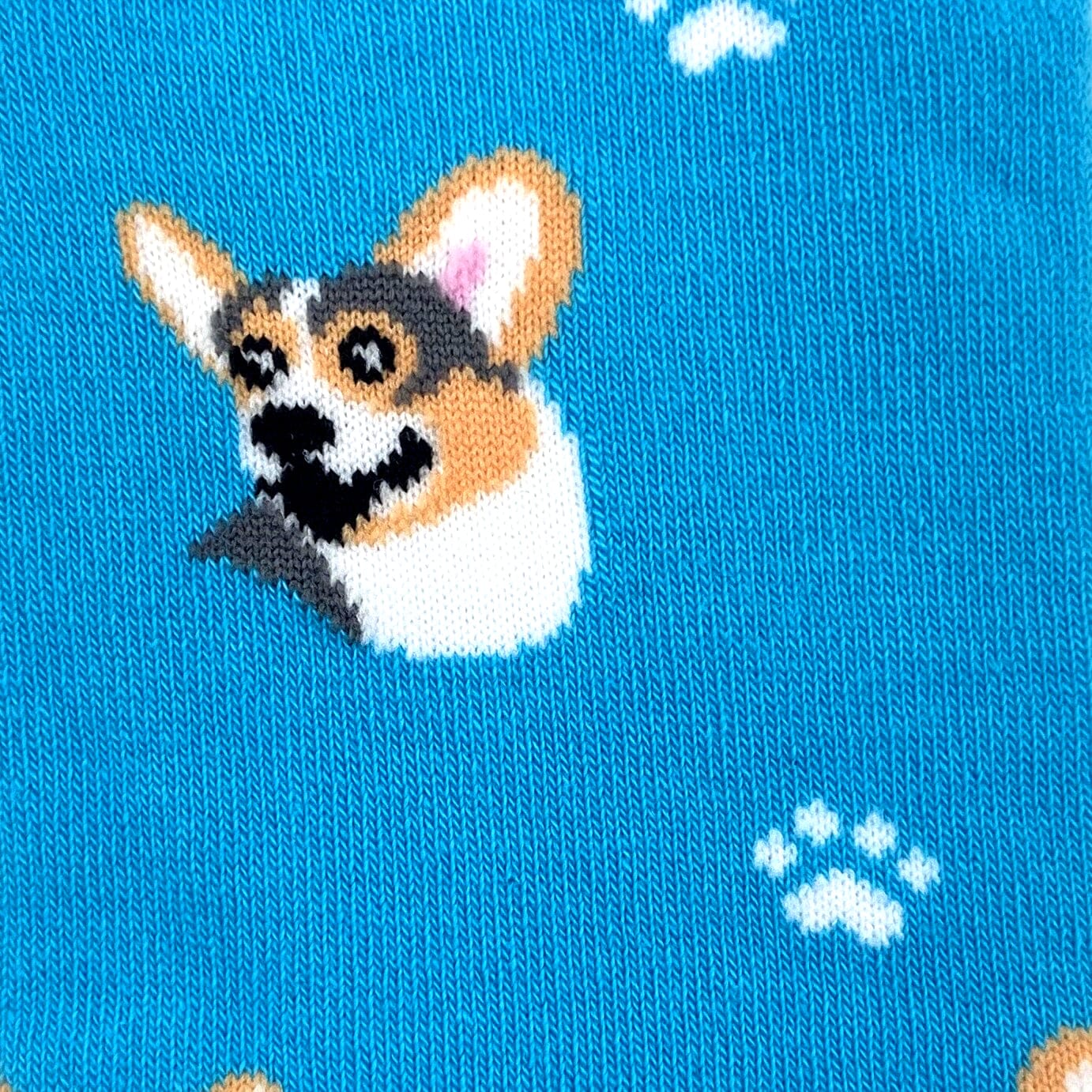 Bright Blue Adorable Corgi Puppy All Over Print Dog Lover Novelty Socks