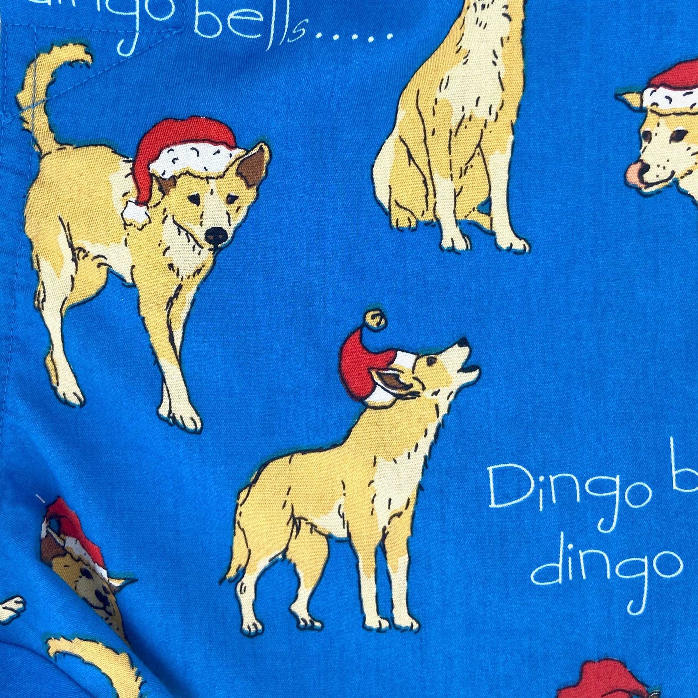Men's Bright Blue Dingoes Wearing Santa Hats Dingo Bells Boxer Shorts