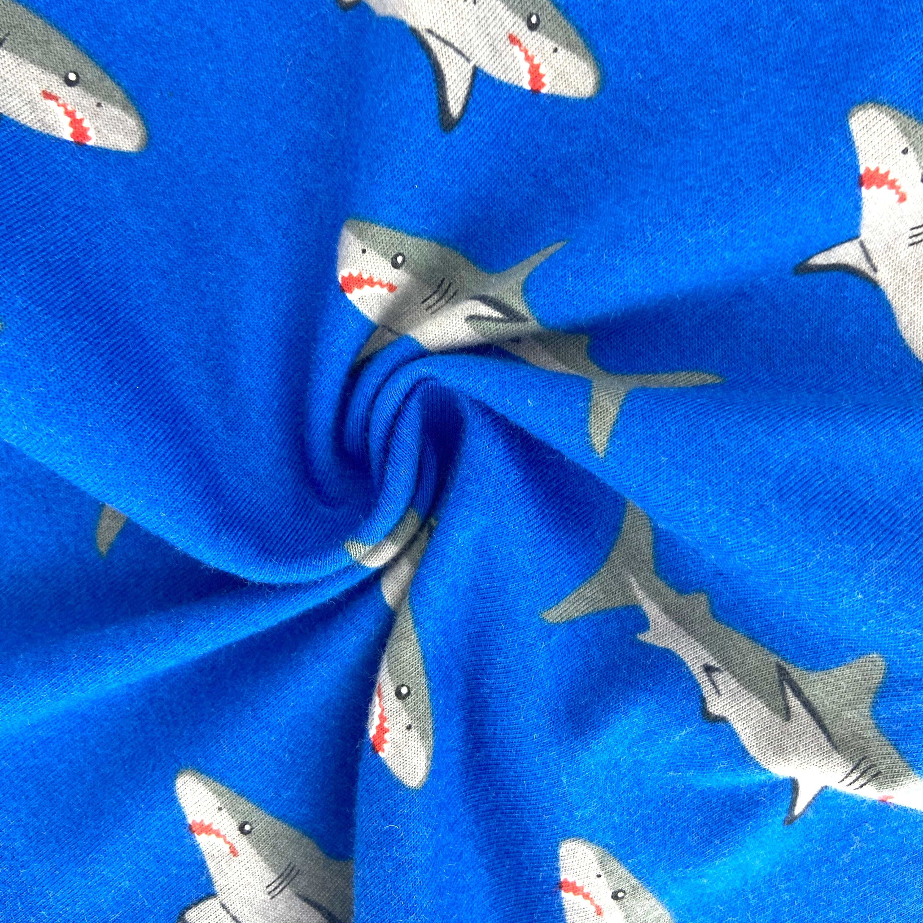 Men's Shark All Over Print Soft Cotton Knit Long Pajama Pant Bottoms