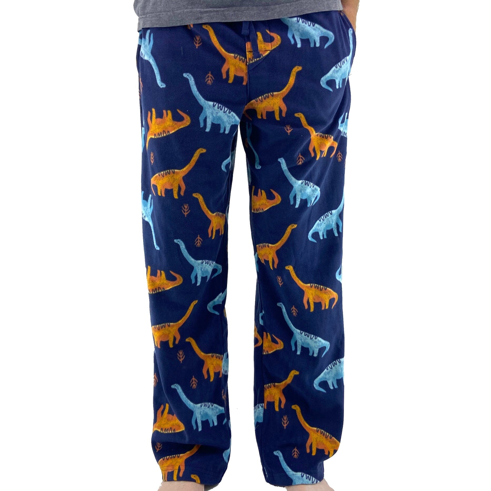 Fun Long Neck Dinosaur Patterned Soft Fleece Pant Bottoms for Adults