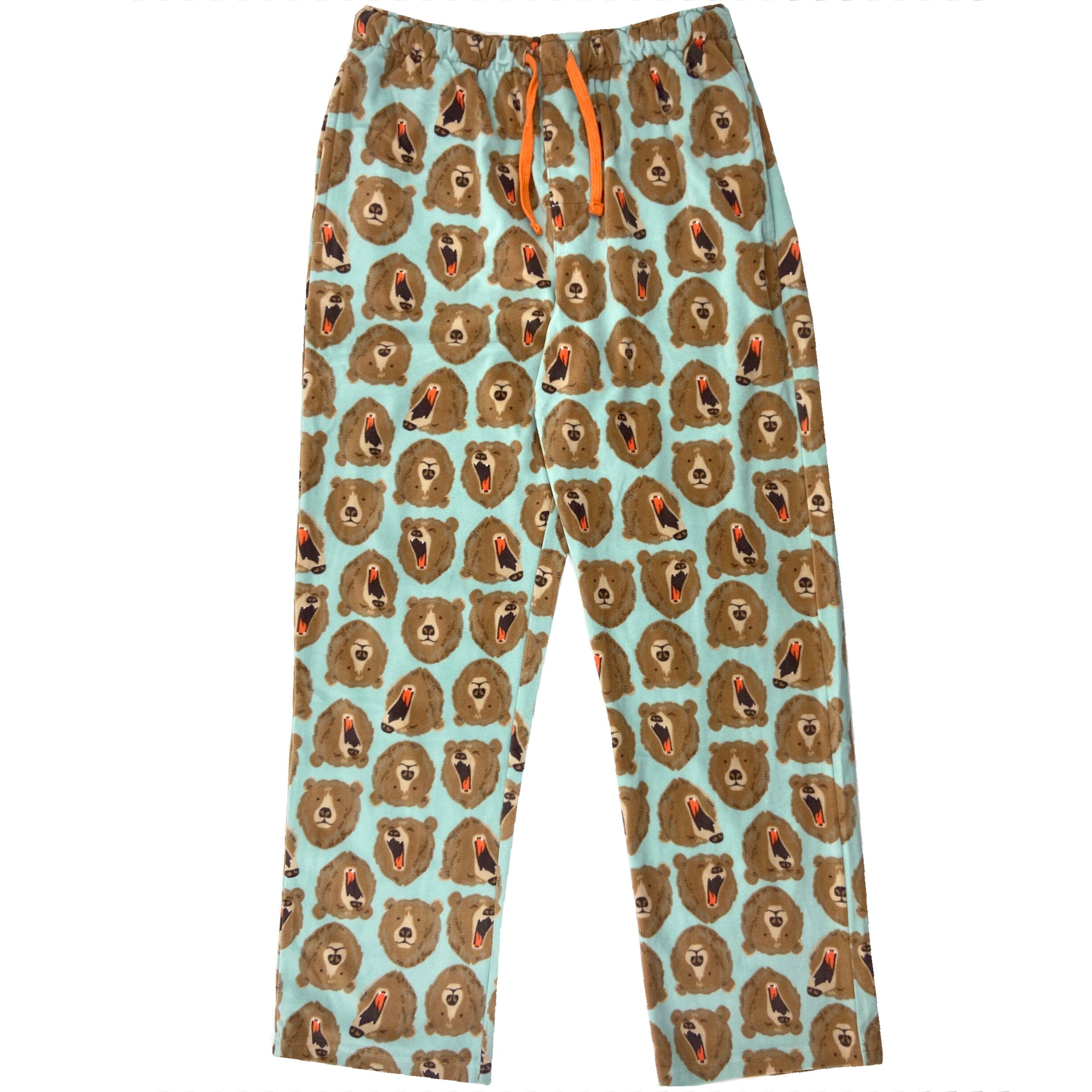 Soft Cozy Warm Brown Bear Patterned Fleece Pajama PJ Pants for Adults