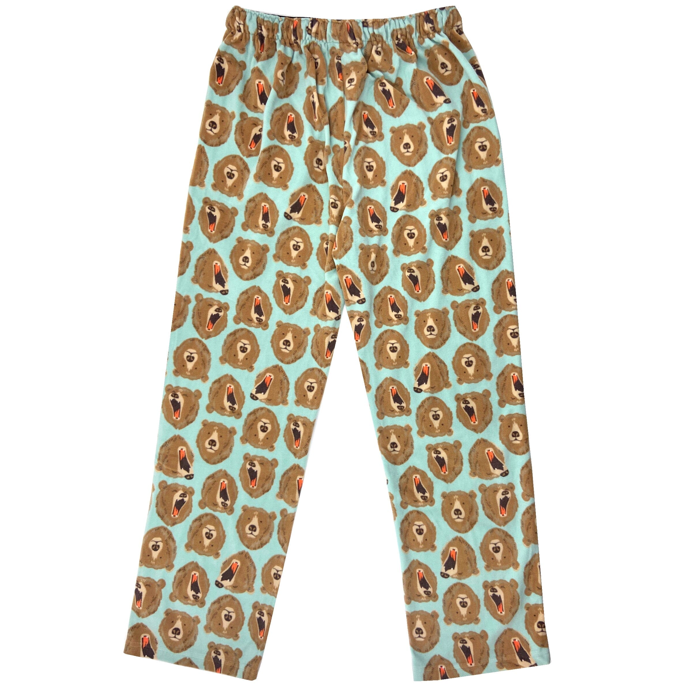 Soft Cozy Warm Brown Bear Patterned Fleece Pajama PJ Pants for Adults