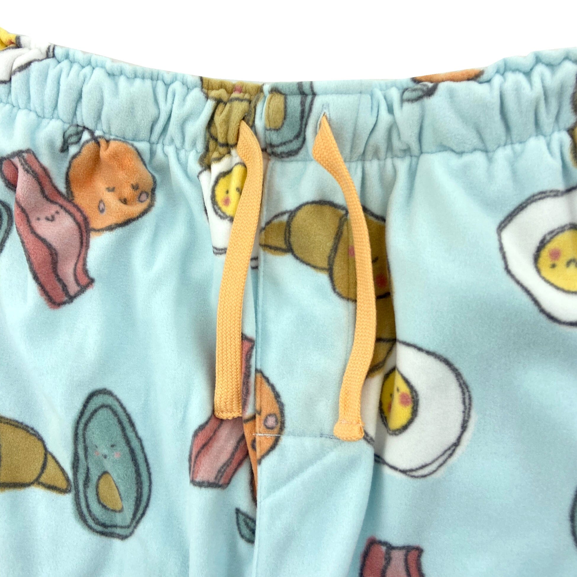 Breakfast Food Themed Bacon Eggs Avocado Patterned Fleece Pajama Pants