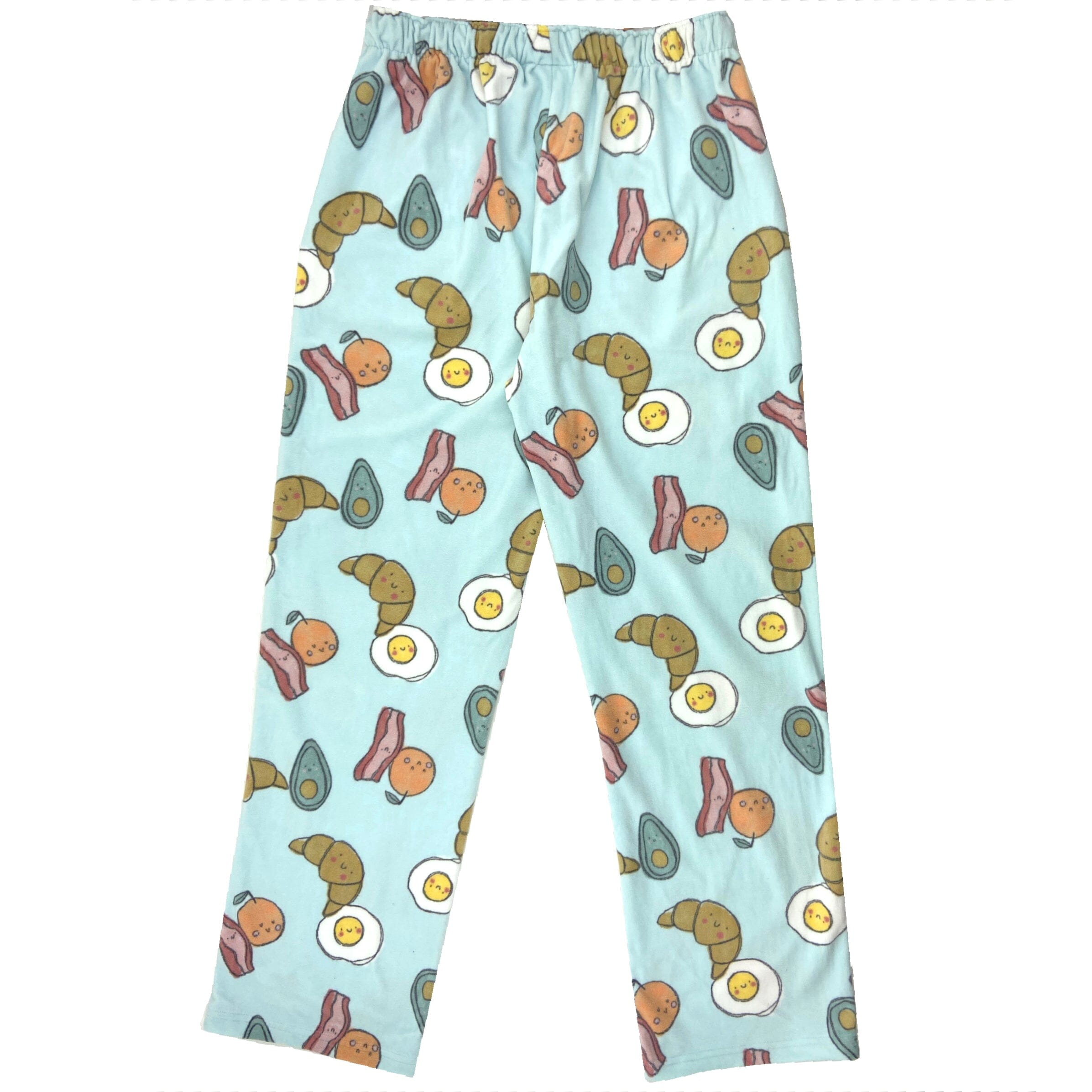 Breakfast Food Themed Bacon Eggs Avocado Patterned Fleece Pajama Pants