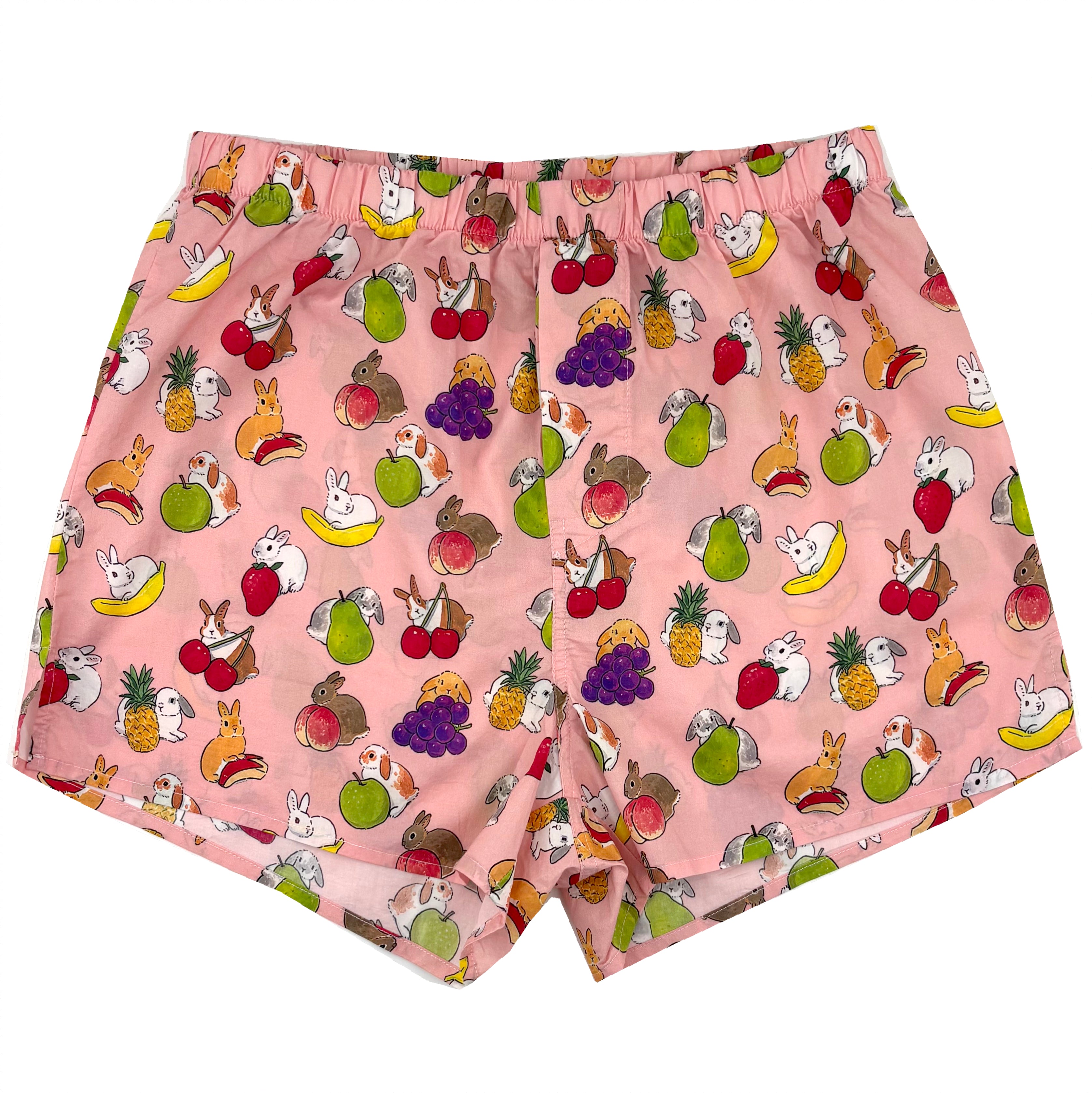 100% Cotton Fruity Bunny Rabbit Novelty Print Lightweight Boxer Shorts