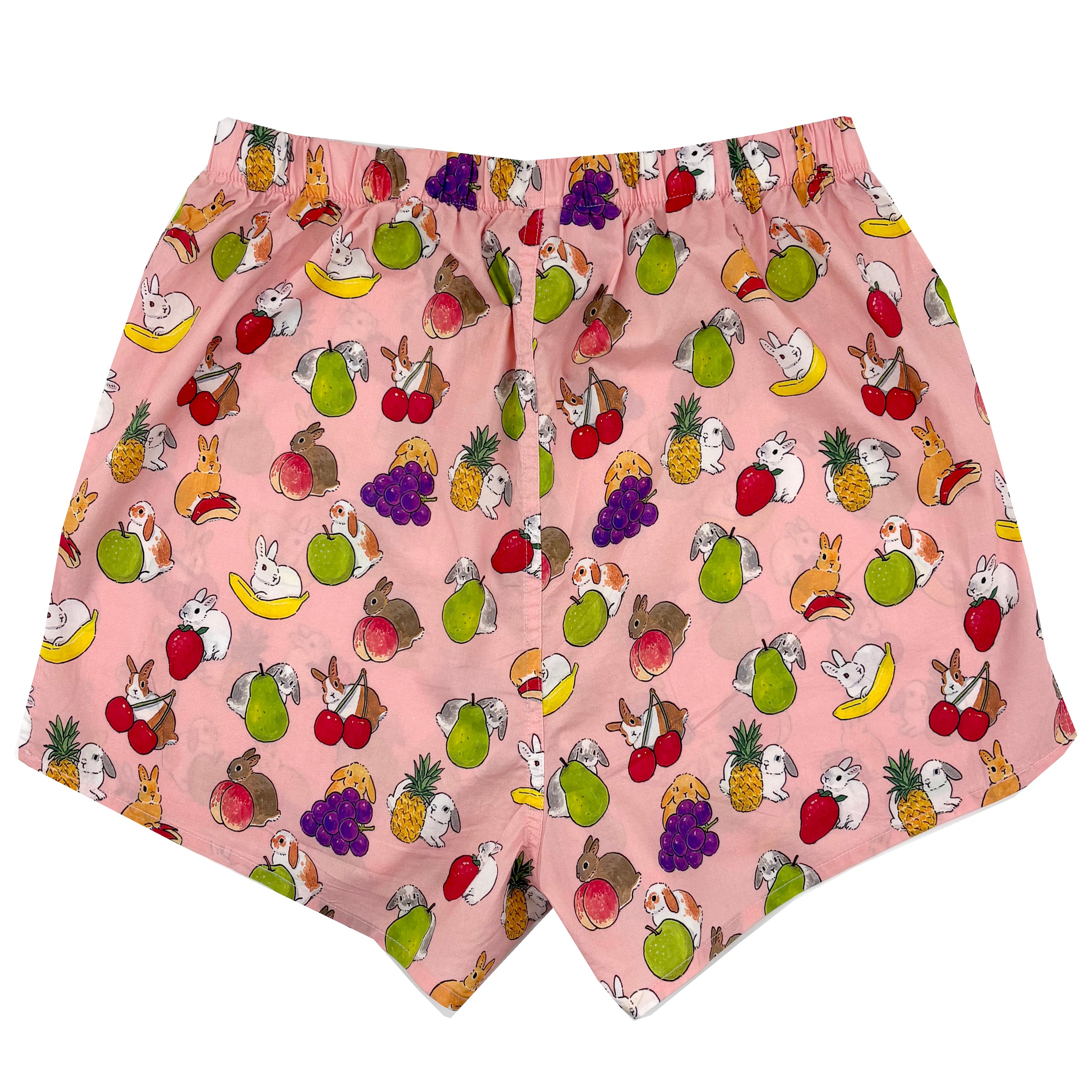 100% Cotton Fruity Bunny Rabbit Novelty Print Lightweight Boxer Shorts