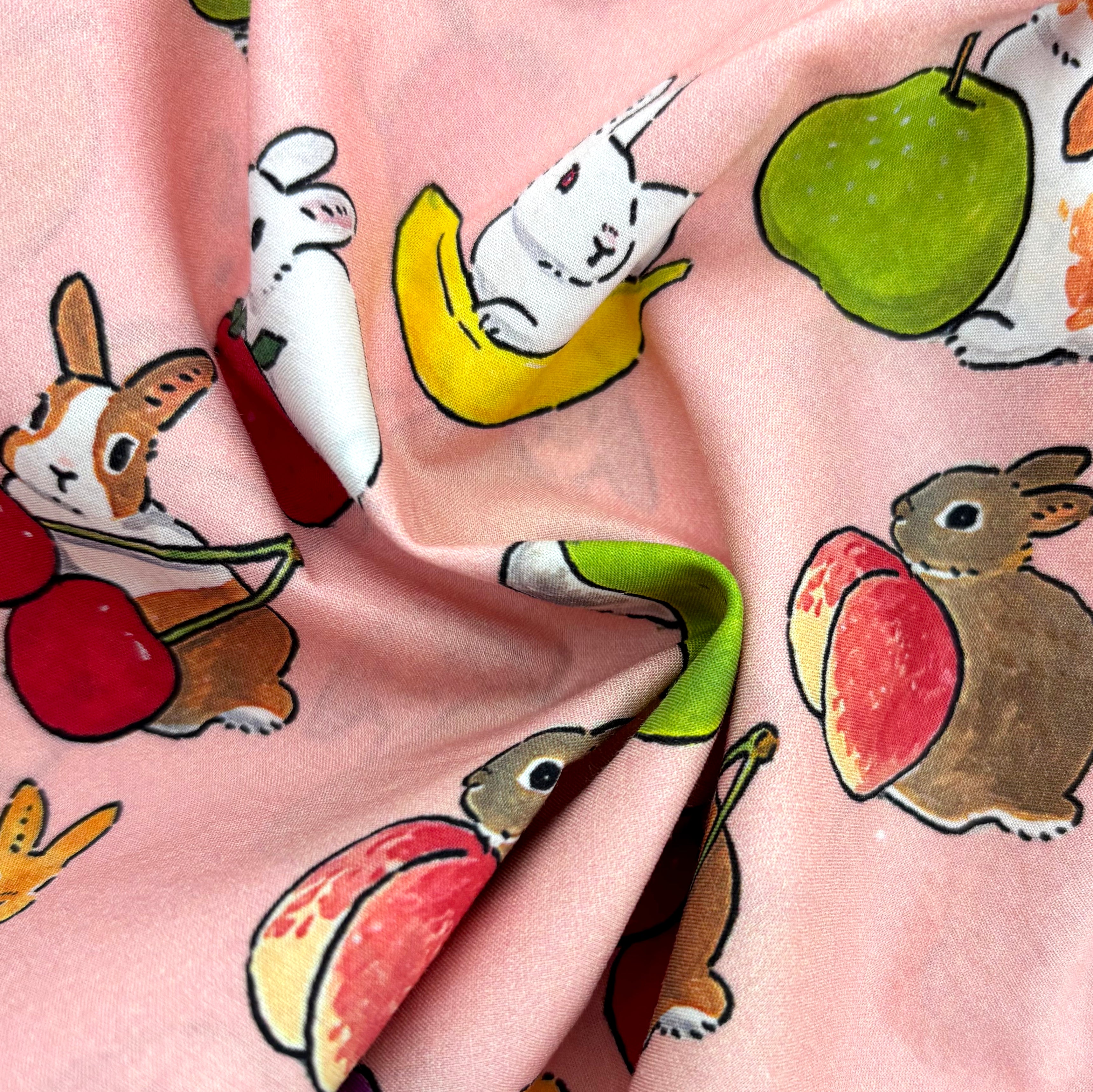 100% Cotton Fruity Bunny Rabbit Novelty Print Lightweight Boxer Shorts