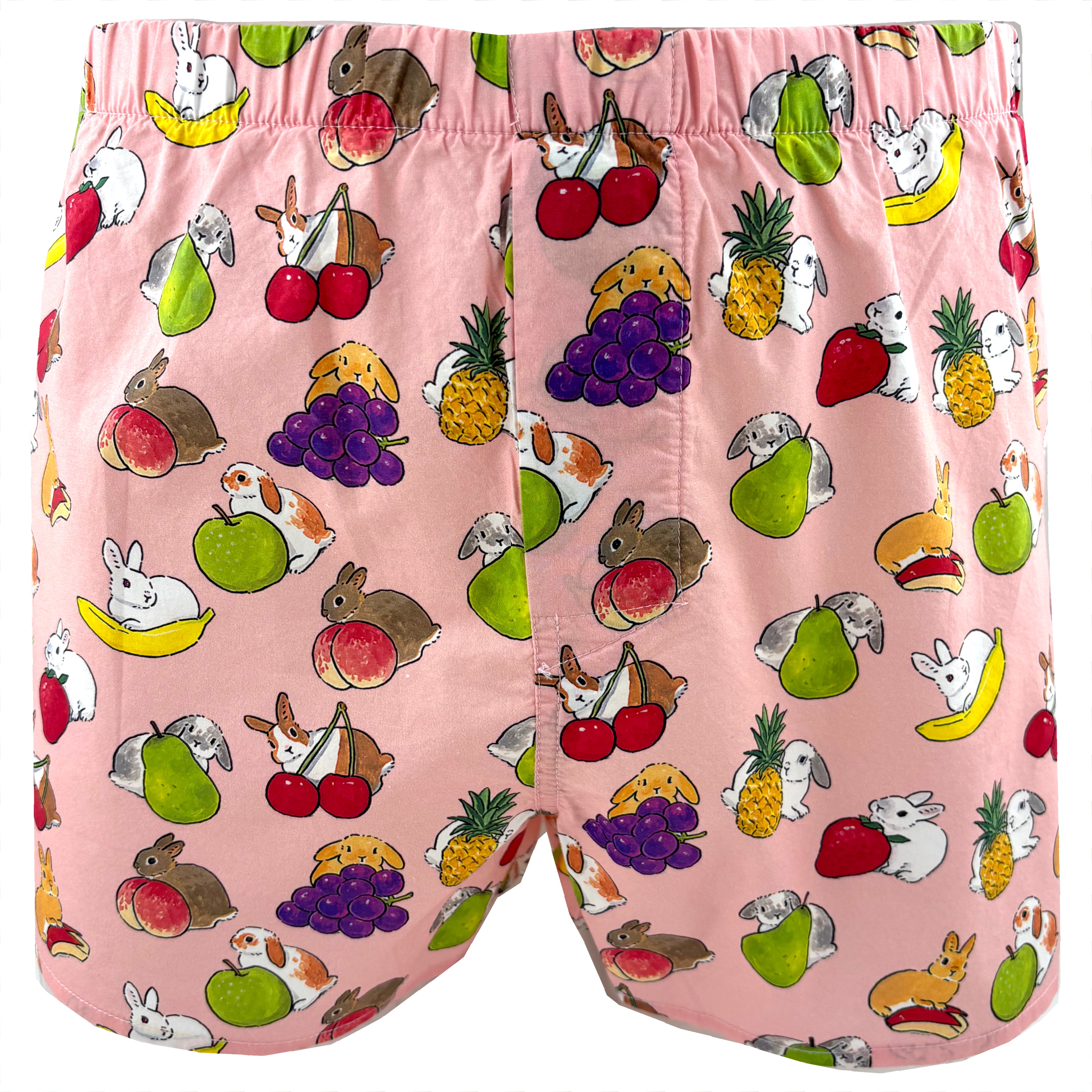 100% Cotton Fruity Bunny Rabbit Novelty Print Lightweight Boxer Shorts