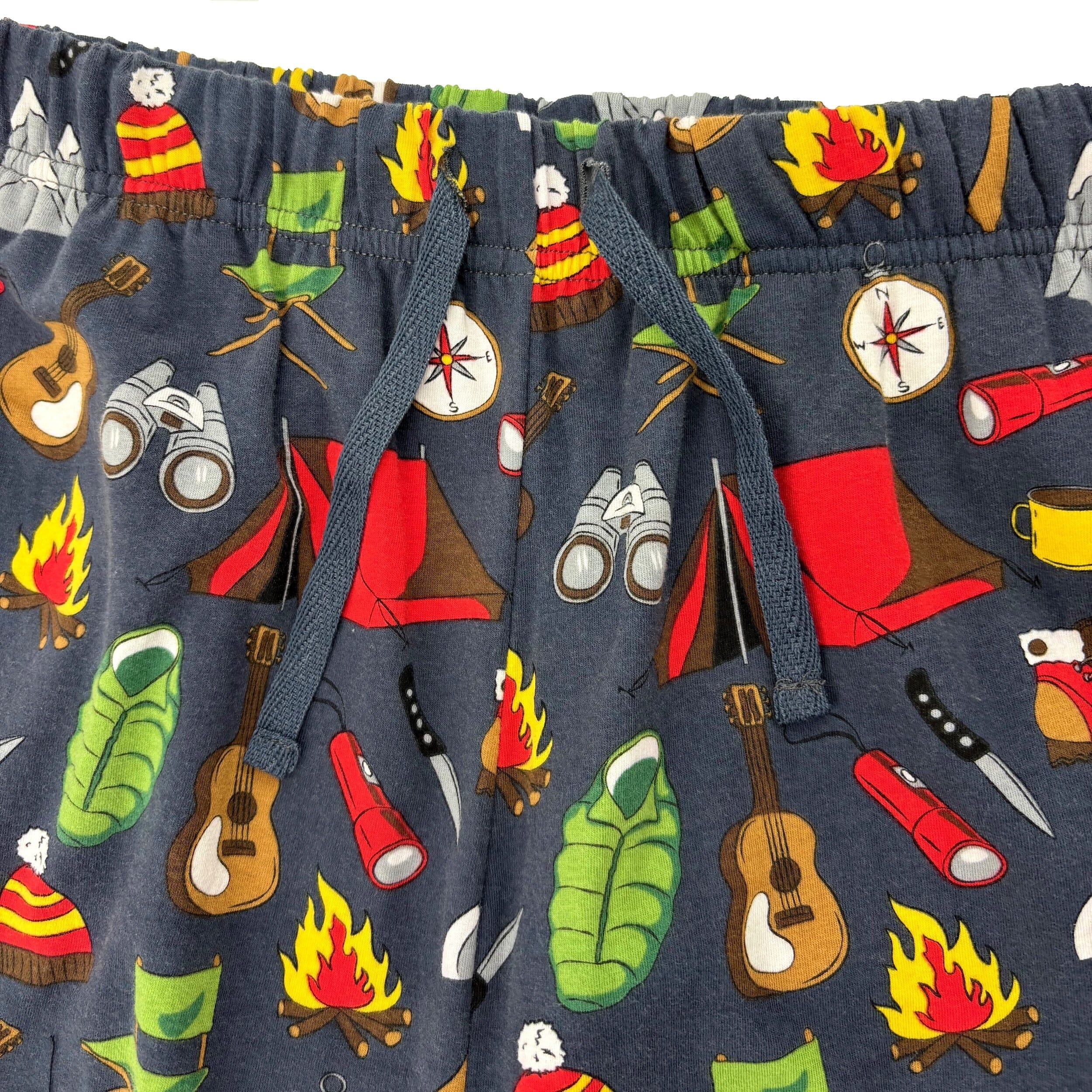 Men's Camping Themed Tent Camp Fire Binoculars Patterned PJ Bottoms
