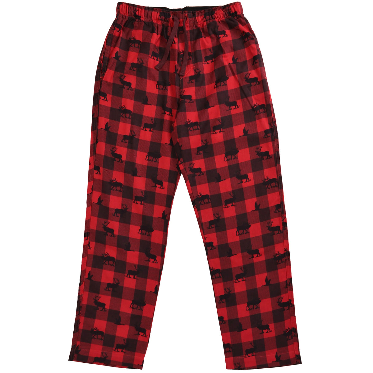 Canadian Wilderness Inspired Moose & Geese Print Buffalo Plaid Pajamas