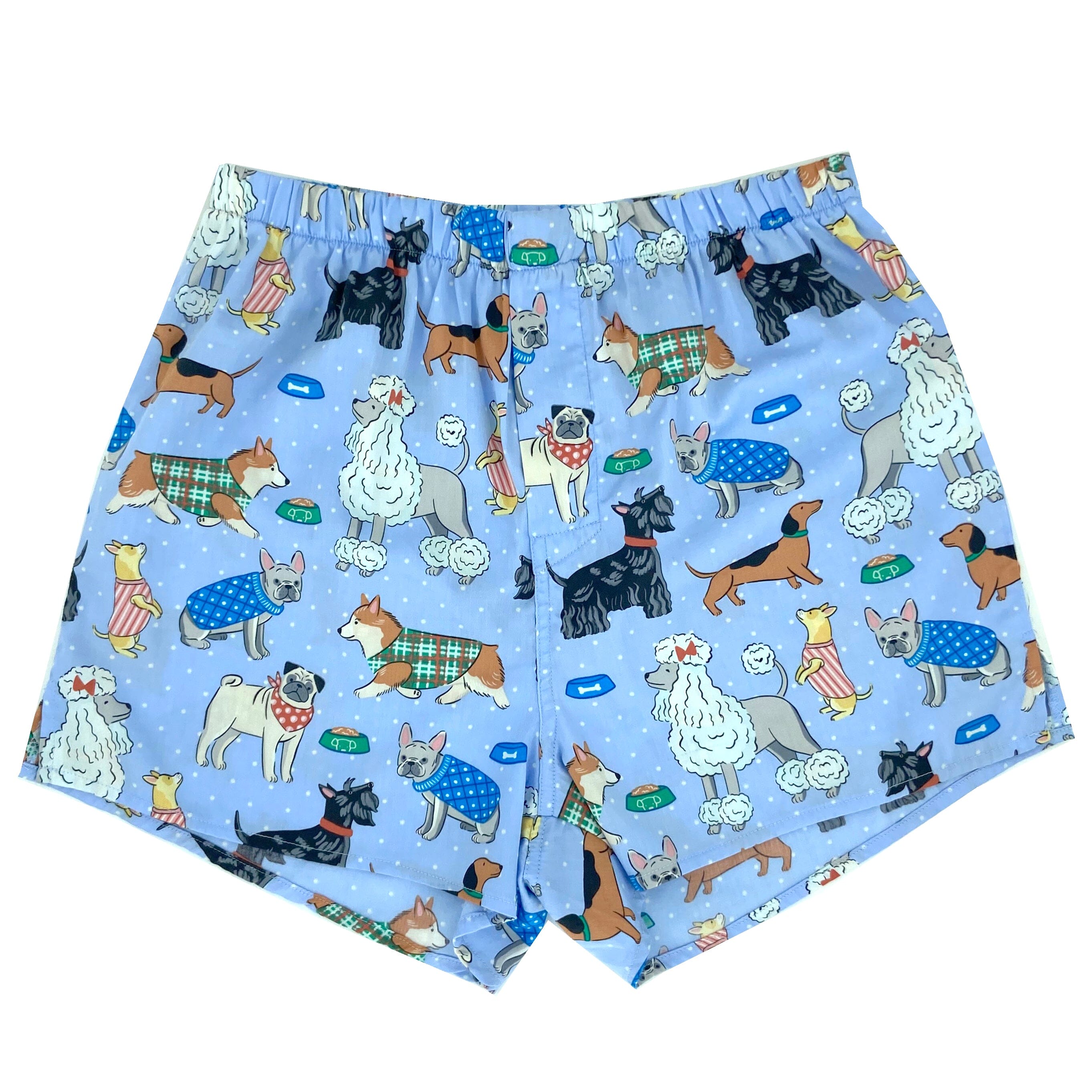 Fun Polka Dotted Dogs All Over Print Cotton Boxer Shorts Underwear