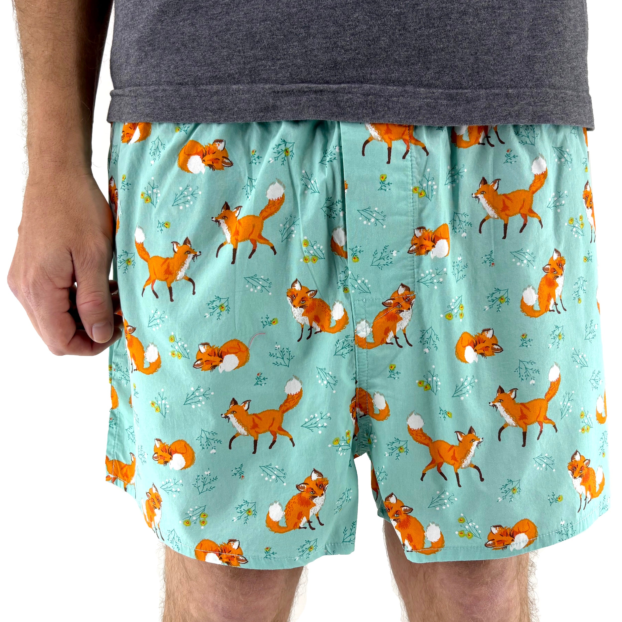 Men's Classic Orange Fox All Over Novelty Print Cotton Boxer Shorts
