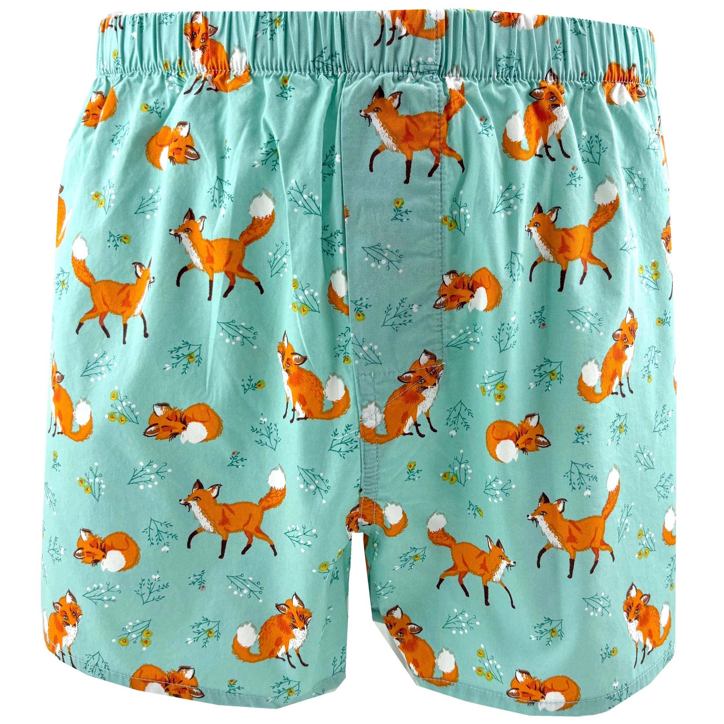 Men's Classic Orange Fox All Over Novelty Print Cotton Boxer Shorts