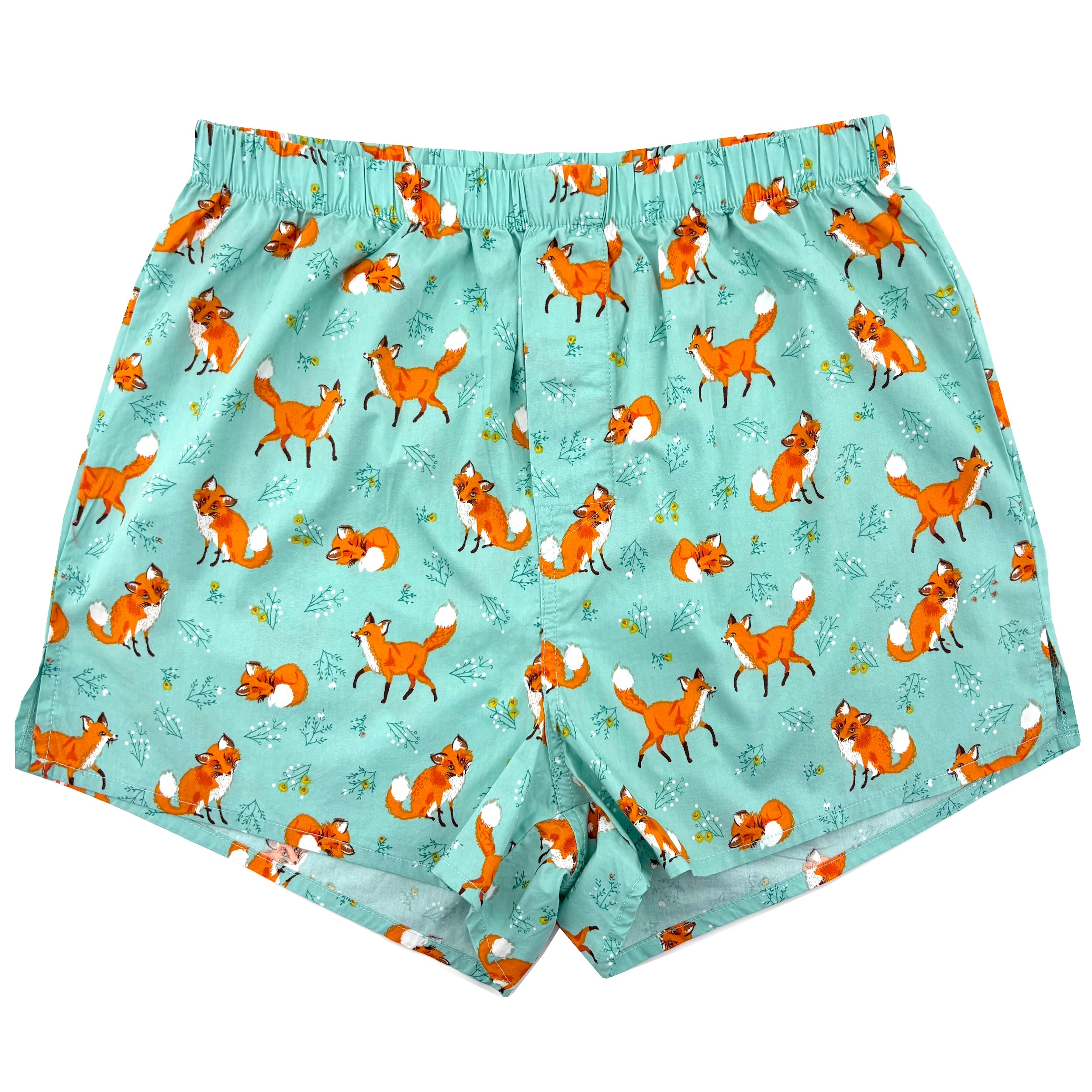 Men's Classic Orange Fox All Over Novelty Print Cotton Boxer Shorts