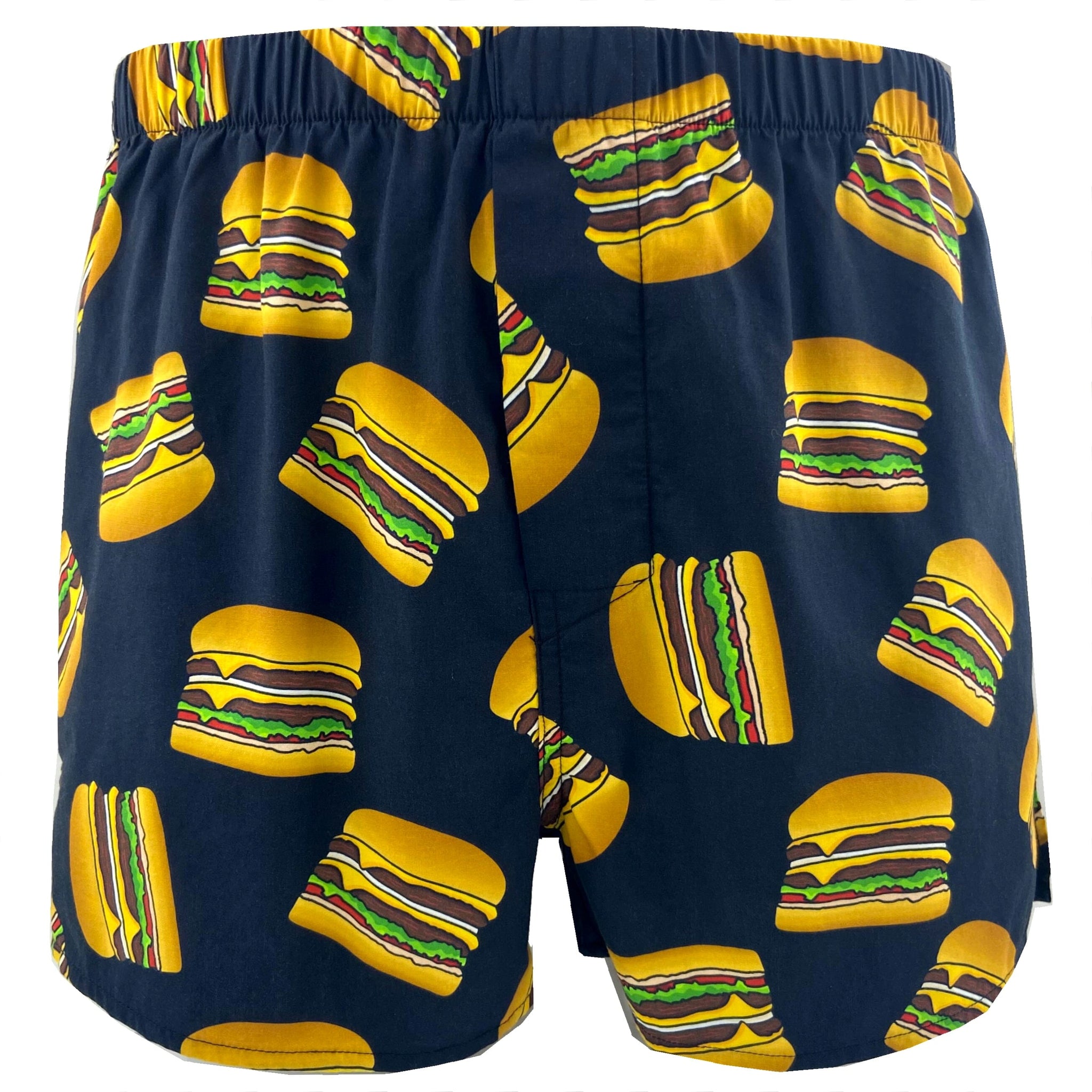 Men's Food Themed Cheeseburger Bun Patterned Cotton Boxer Shorts