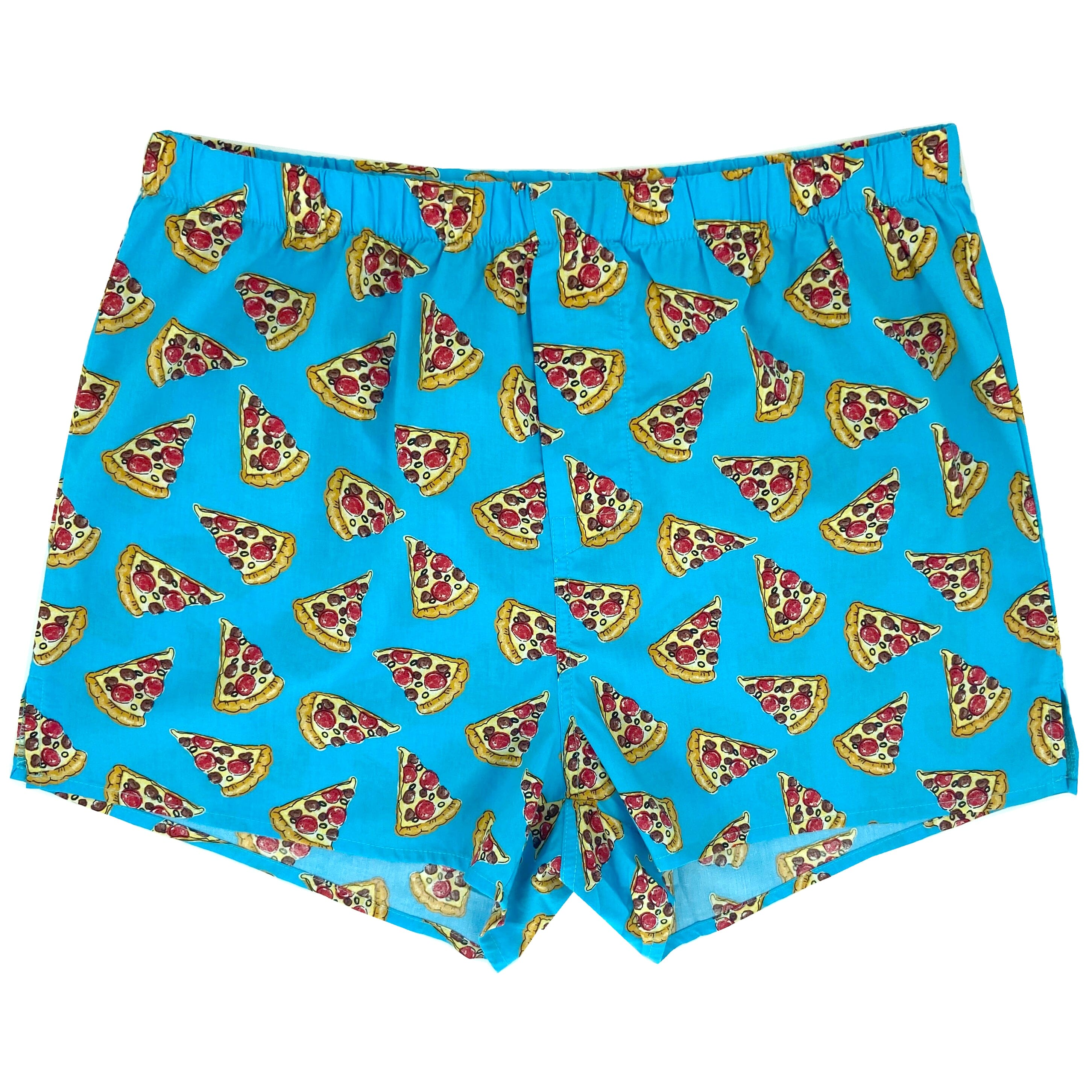 Buy Men's Cheesy Pepperoni Pizza Patterned Cotton Boxer Shorts Online