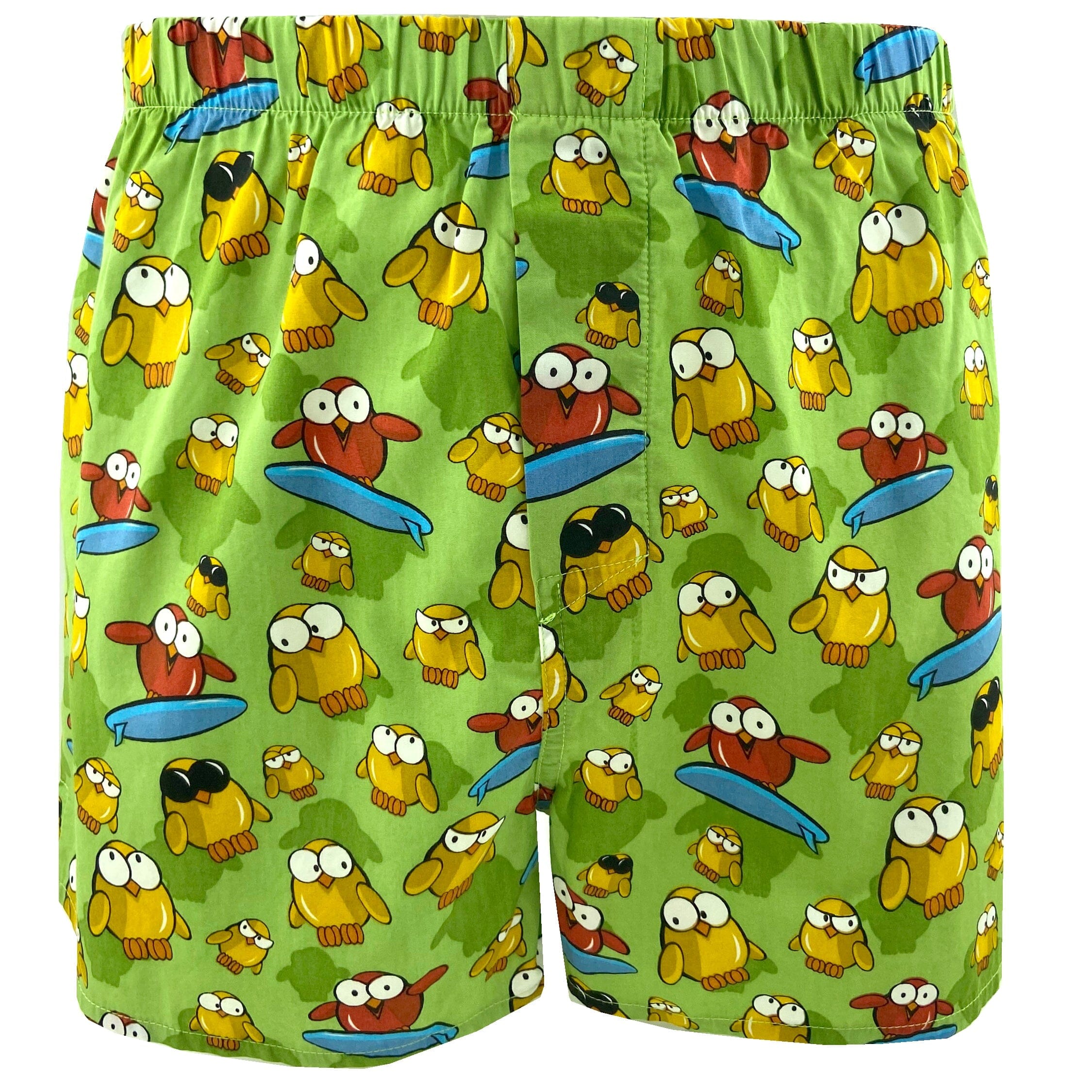 Colorful Bright Green Cartoon Baby Chicks Bird Patterned Boxer Shorts