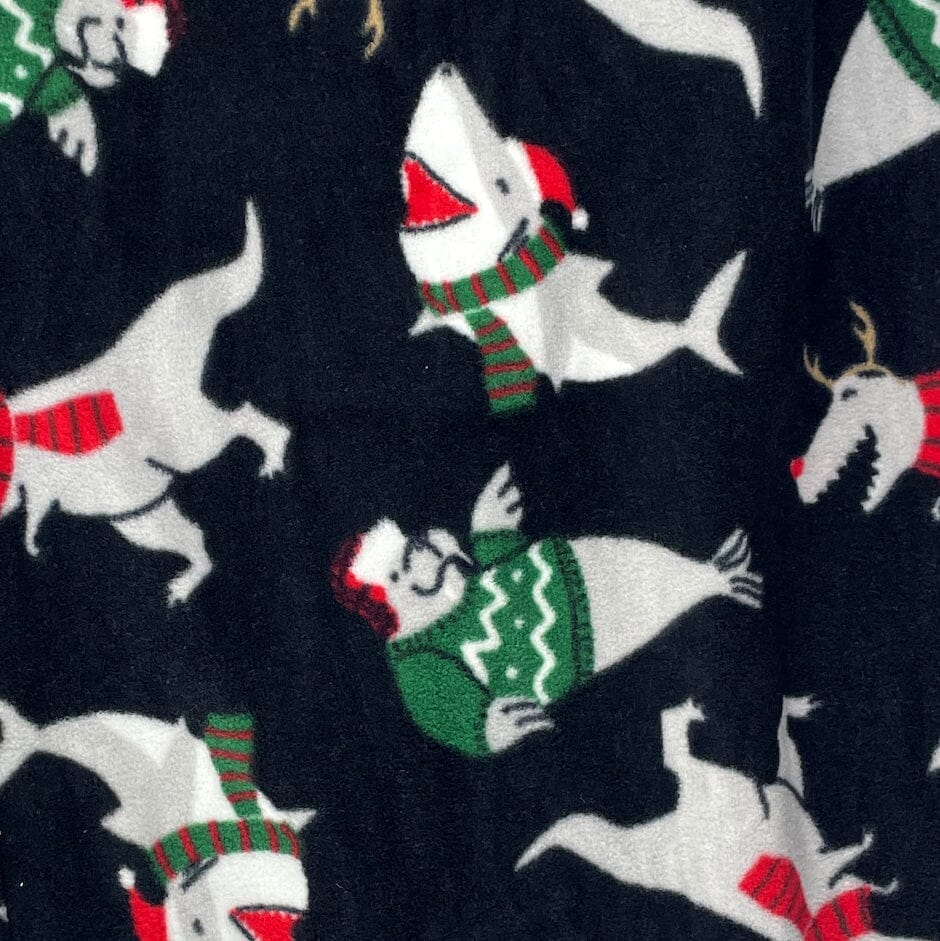 Men's Winter Essentials Warm Christmas Shark Print Fleece Pajama Pants