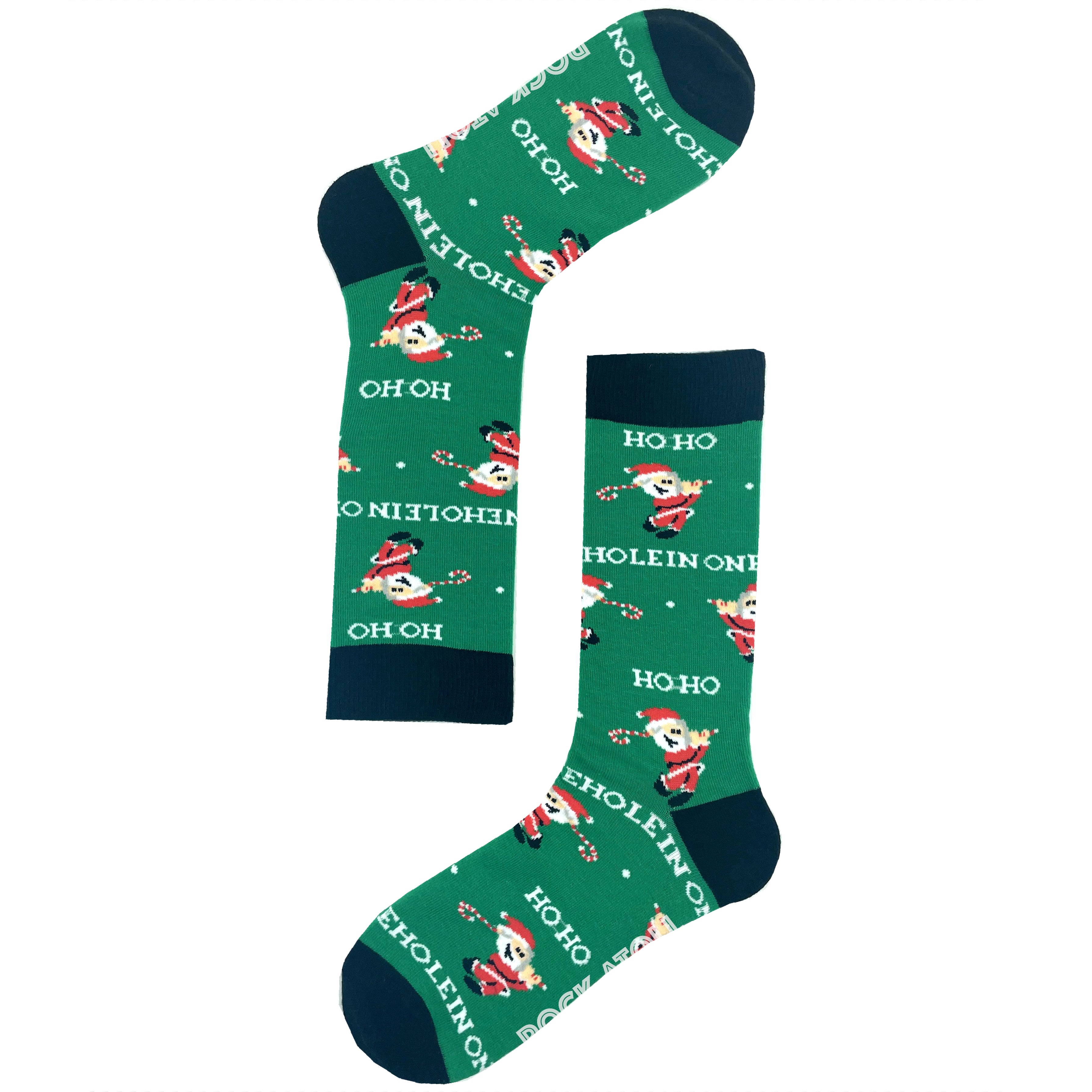Unisex Santas Playing Golf Patterned Hole In One Novelty Dress Socks