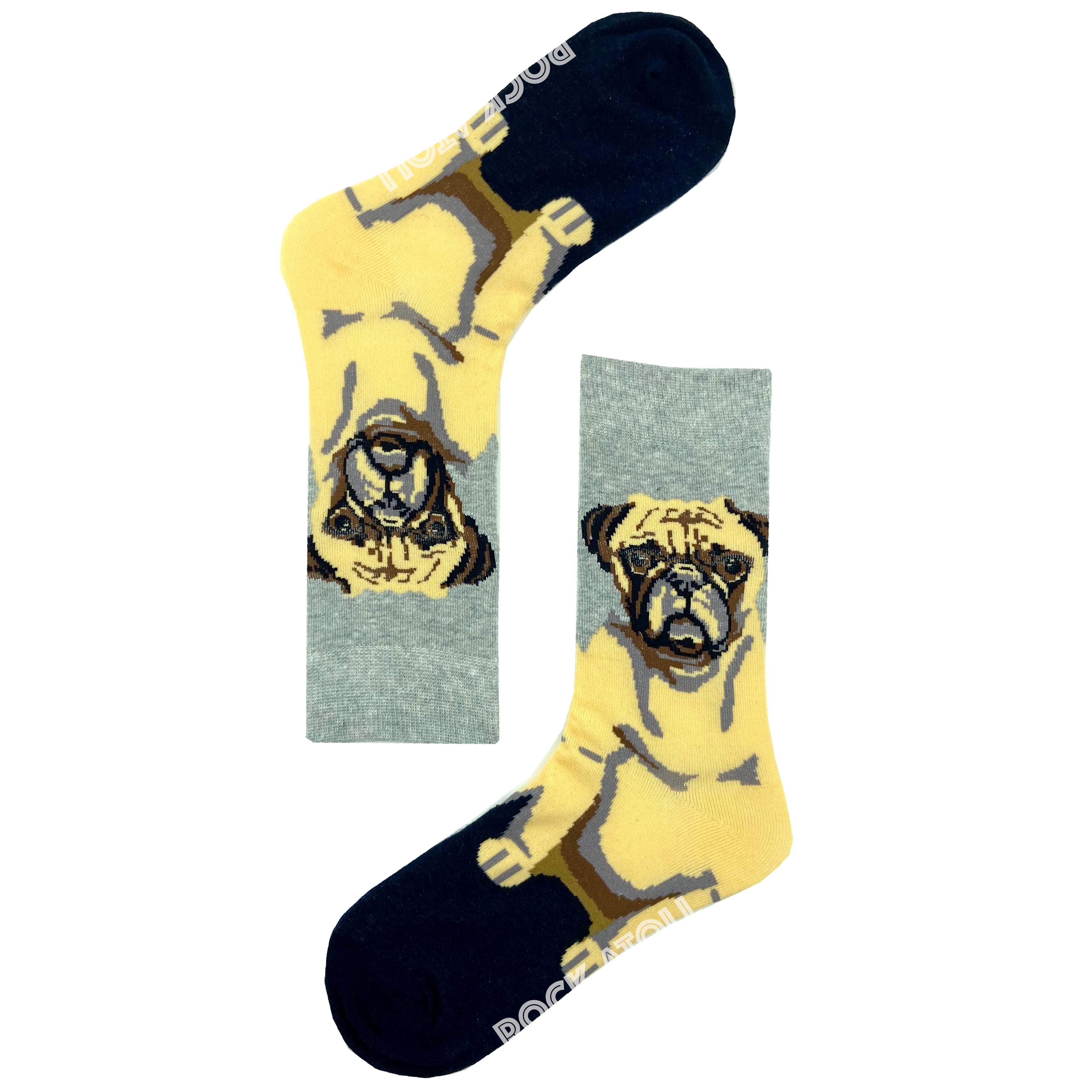 Cute Pug Patterned Dog Lovers Unisex Cotton Novelty Crew Socks
