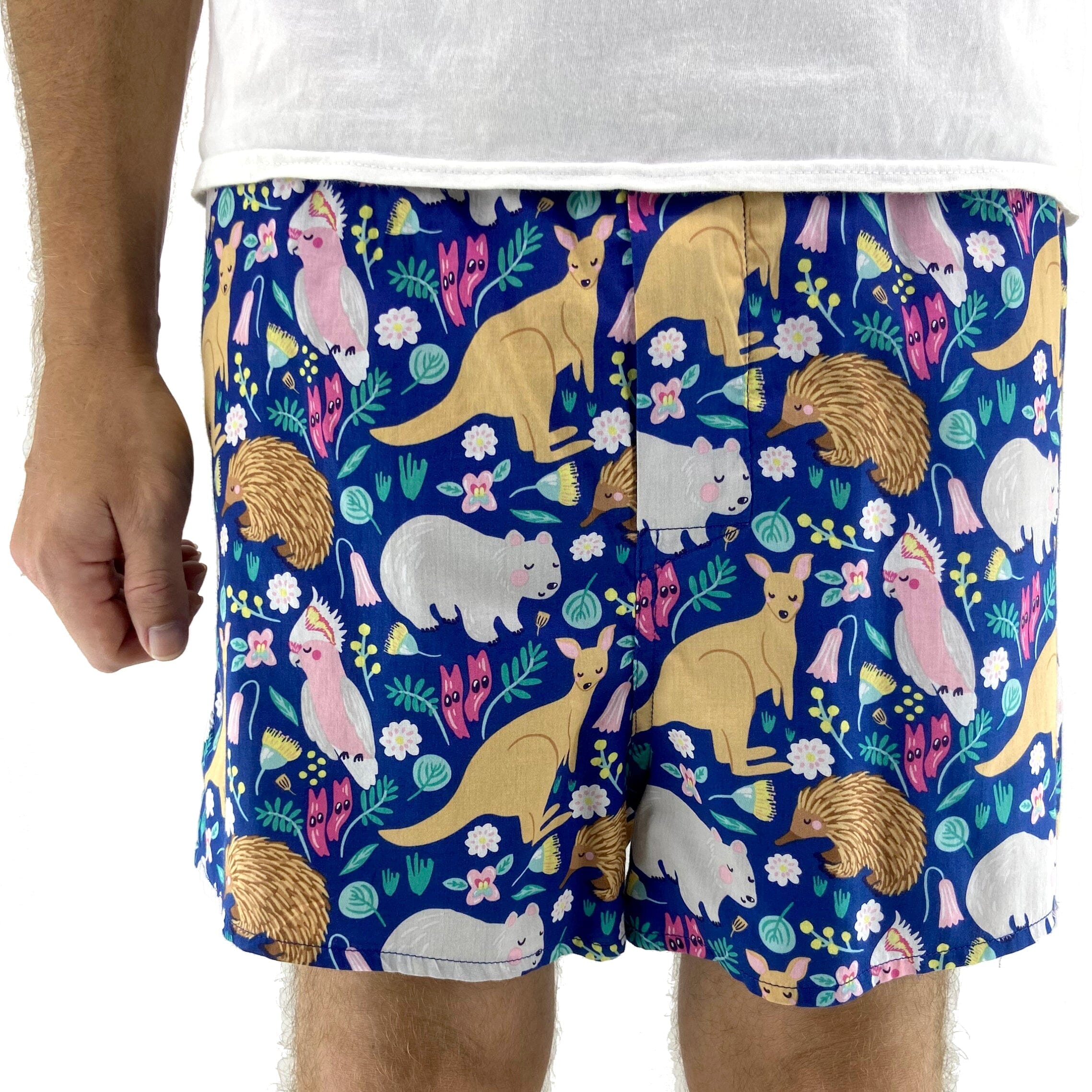 Colorful Australian Animals Kangaroo Marsupial Patterned Boxer Shorts