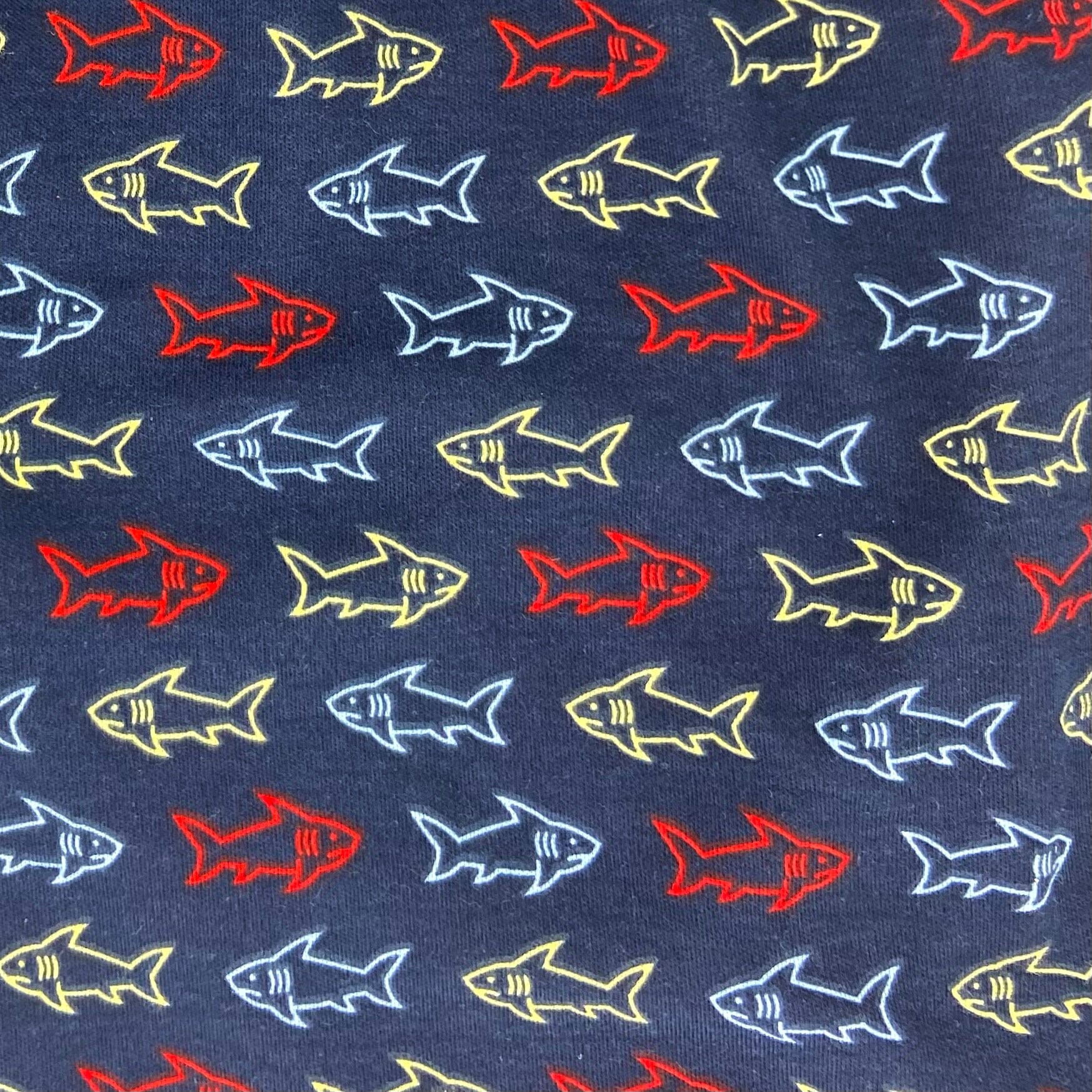 Men's Navy Blue Fish All-Over Print Cotton Knit Pajama PJ Sleep Shorts