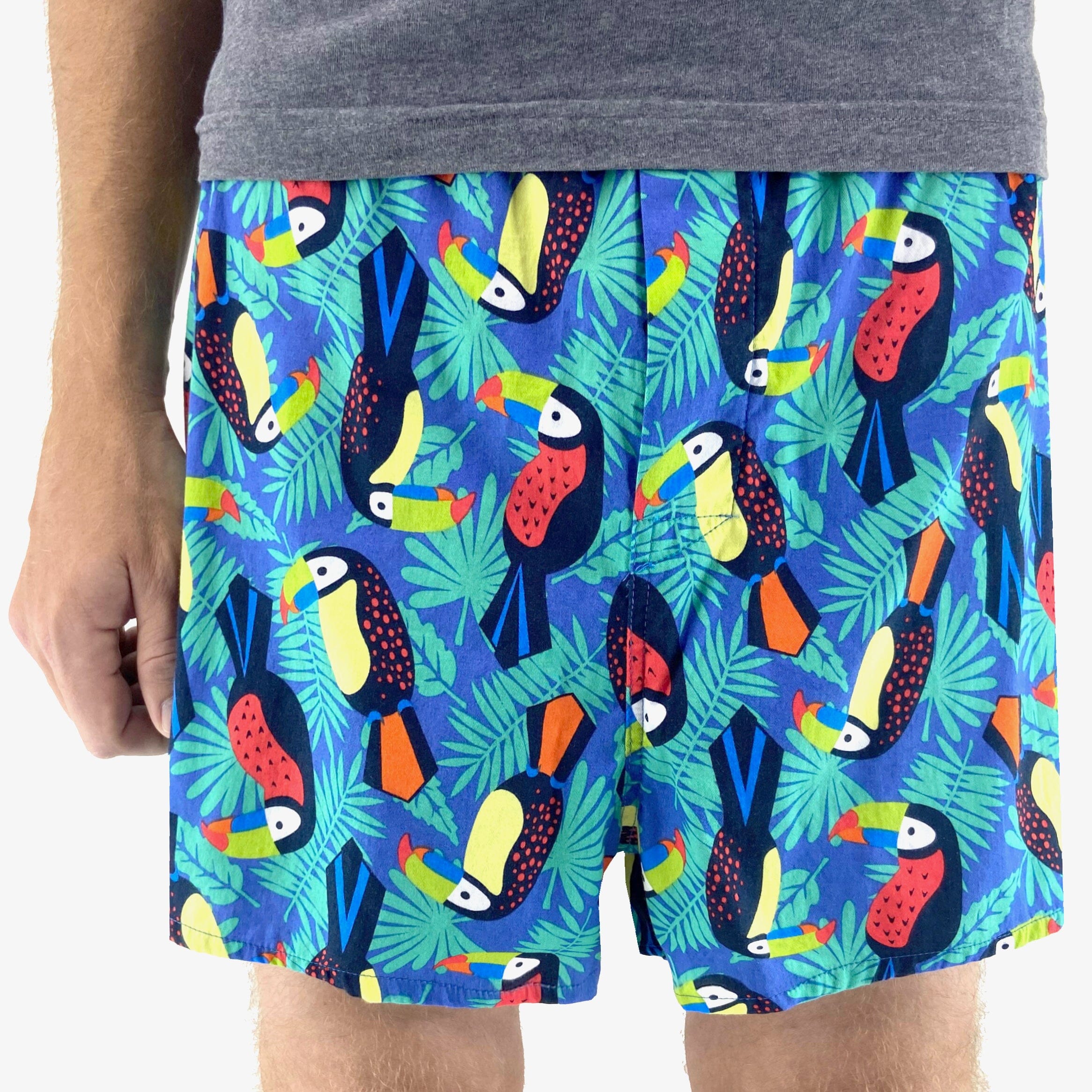 Men's Vibrant Toucan Bird Animal Patterned Cotton Boxer Shorts S-XXL