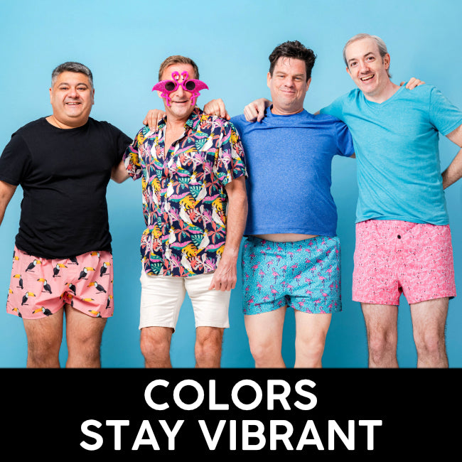 Find the pair that best matches your personality — whether that be ones with animals, dogs, sharks or an outer space theme! Shop Boxer Shorts that Stay Vibrant and Bright Wash After Wash!
