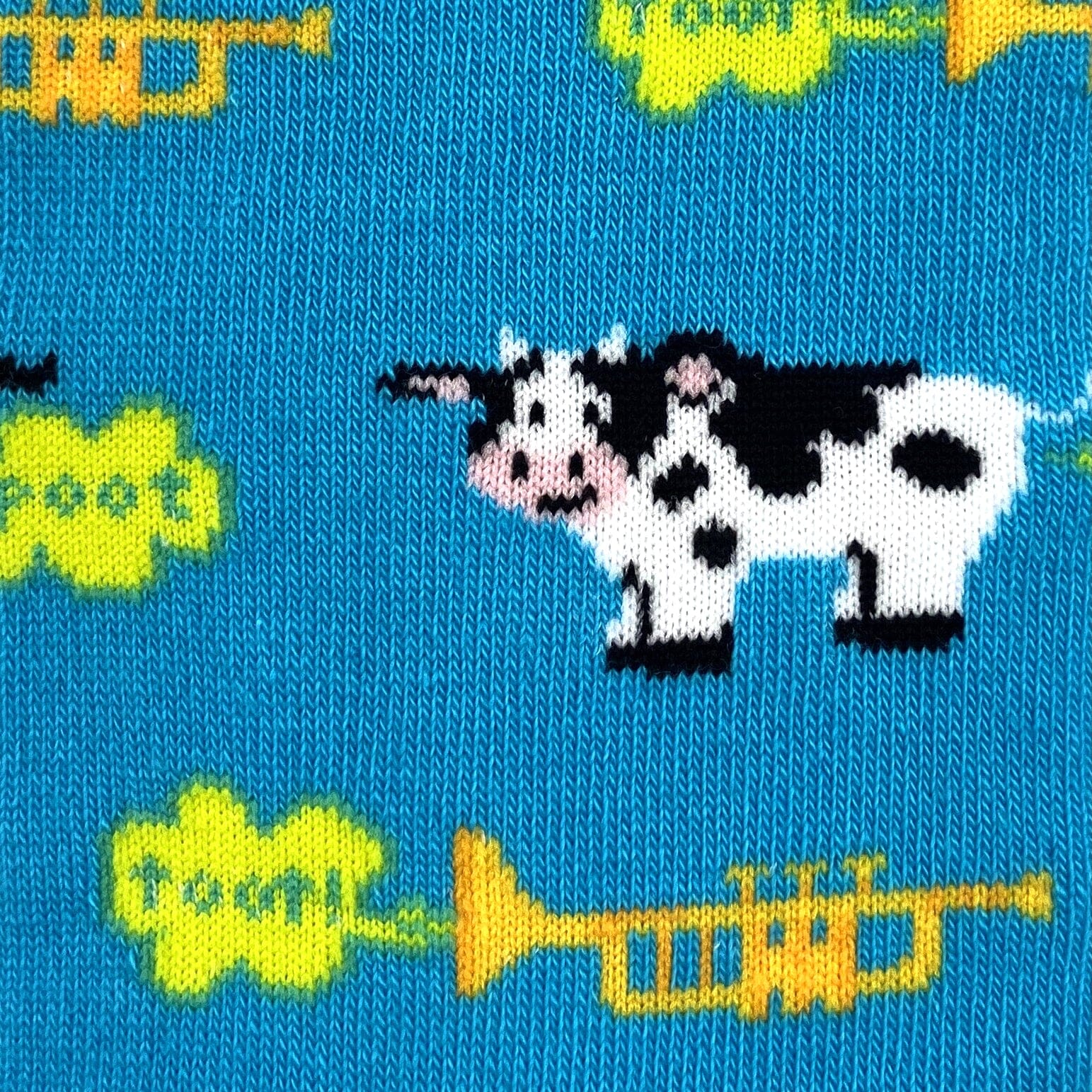 Farm Animal Themed Heifer Cow Cattle Tooting Horn Print Novelty Socks