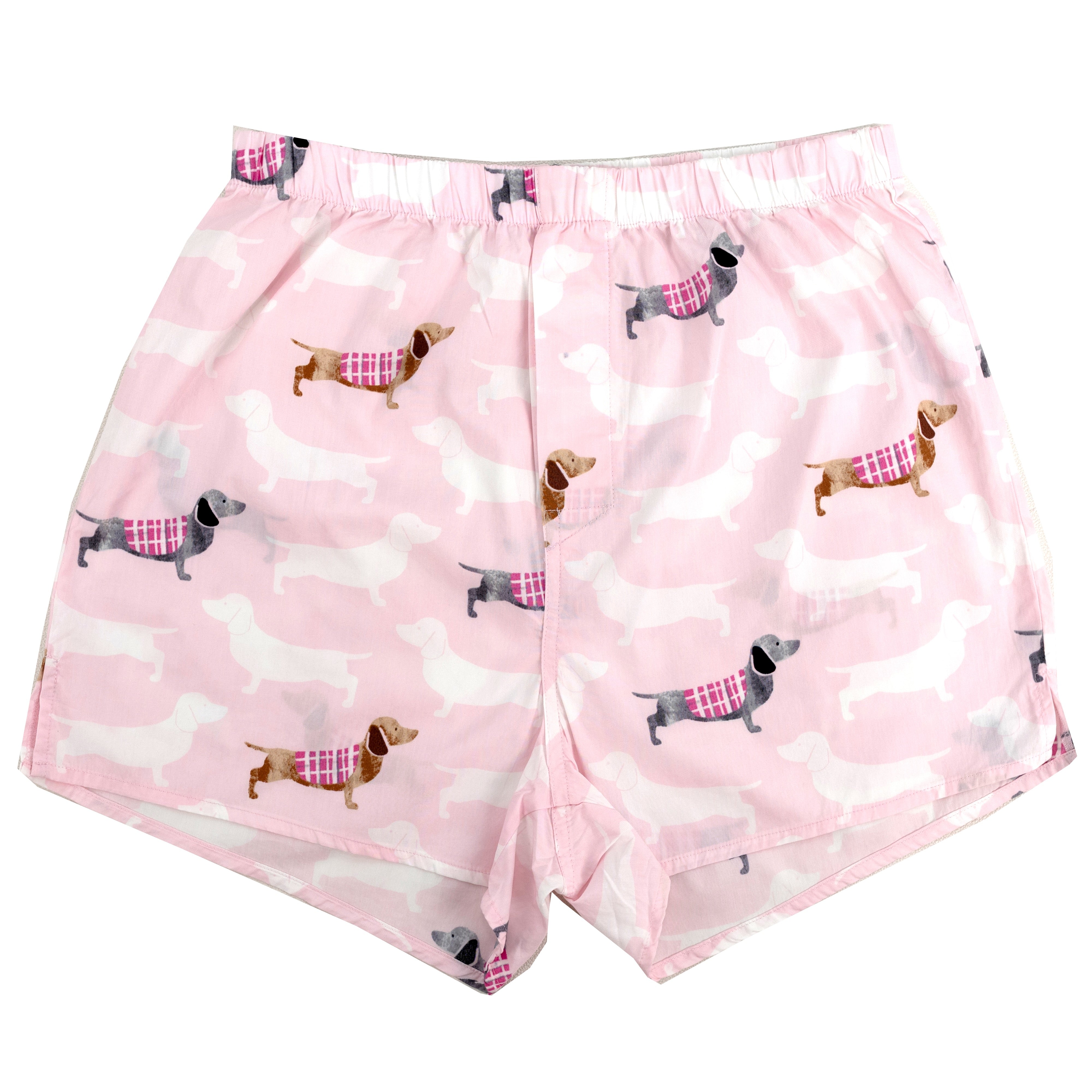 Mens Pink Dachshund Weiner Doxie Puppy Dog All Over Print Boxer Shorts