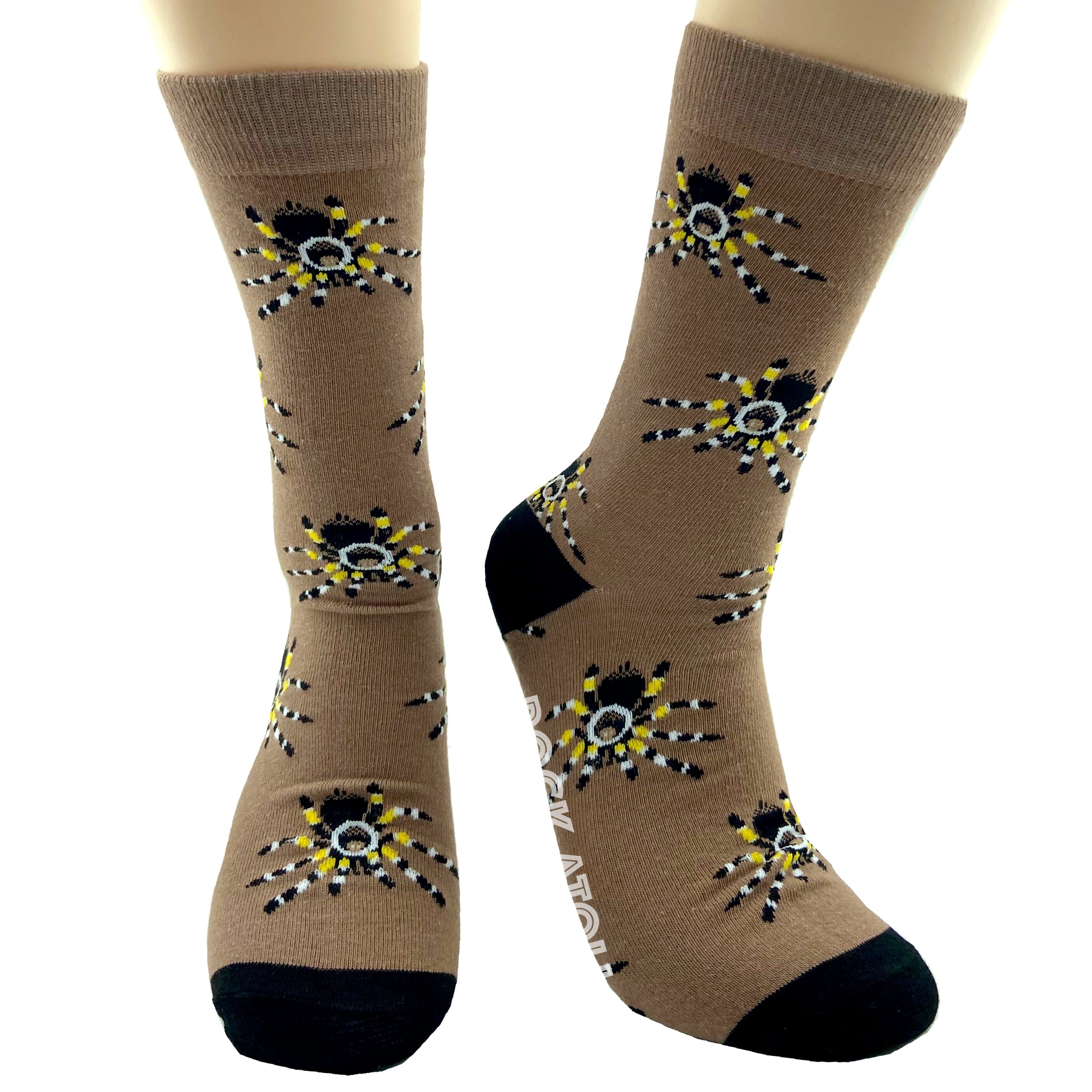 Brown Tarantula Spider All Over Print Durable Stretch Novelty Socks