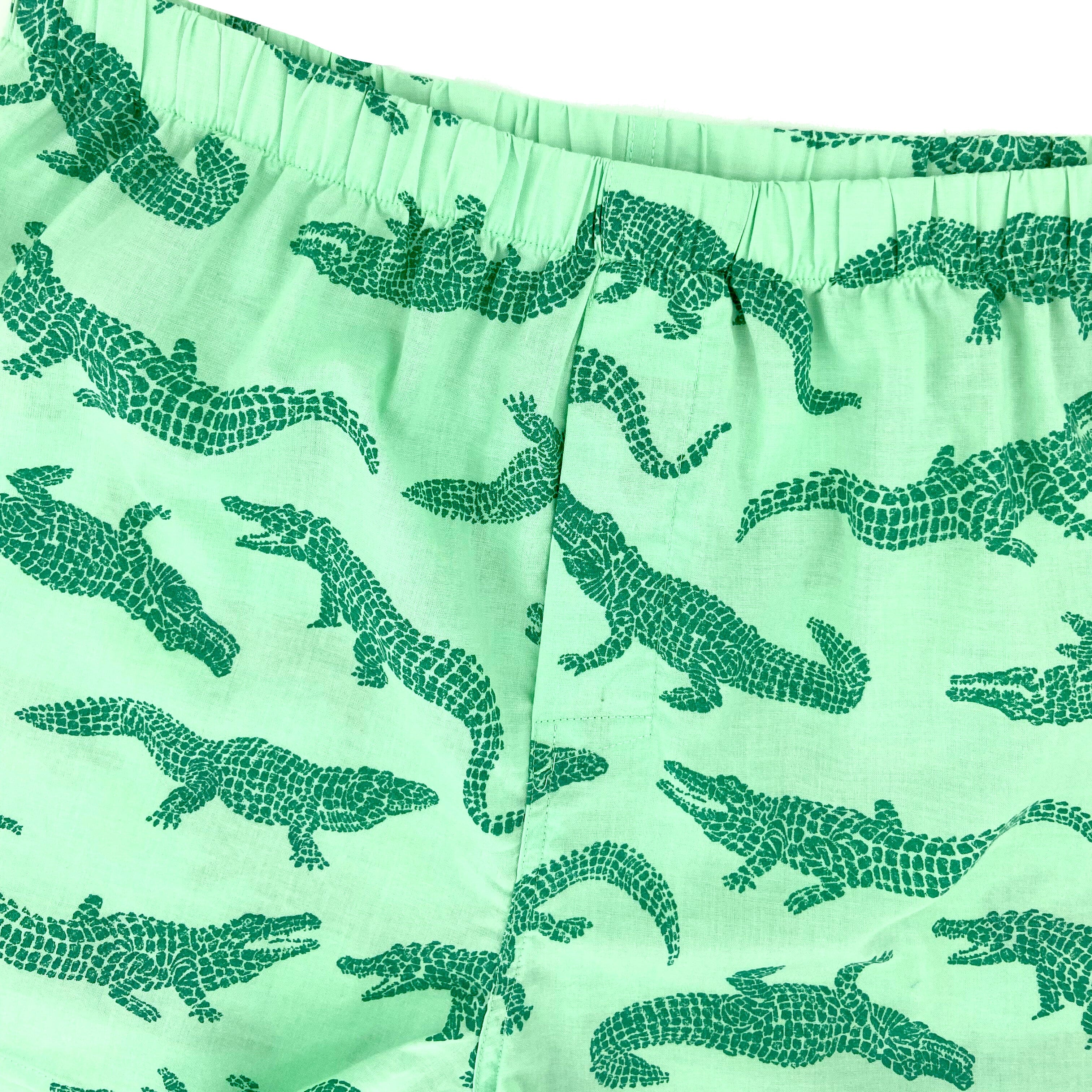 Men's Green Crocodile Alligator All Over Print Boxer Shorts Underwear