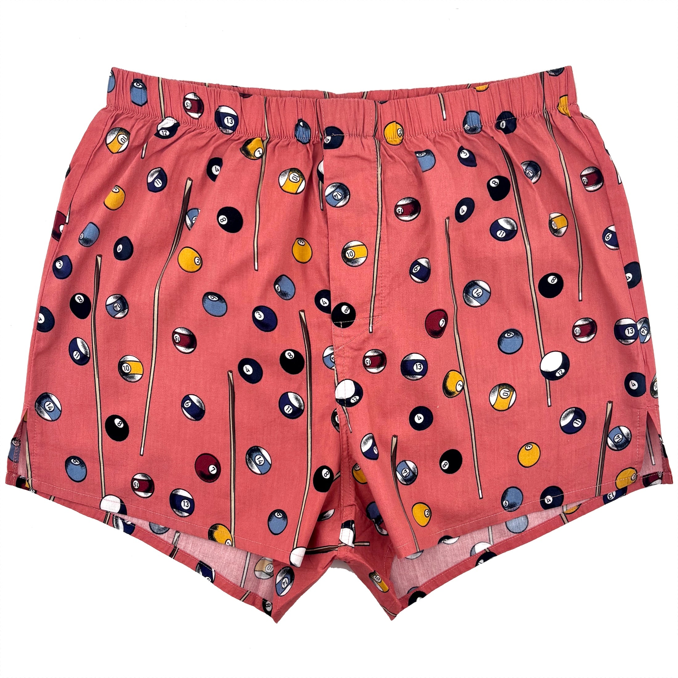 Mens Cue Sports Themed Snooker Pool Ball Patterned Cotton Boxer Shorts